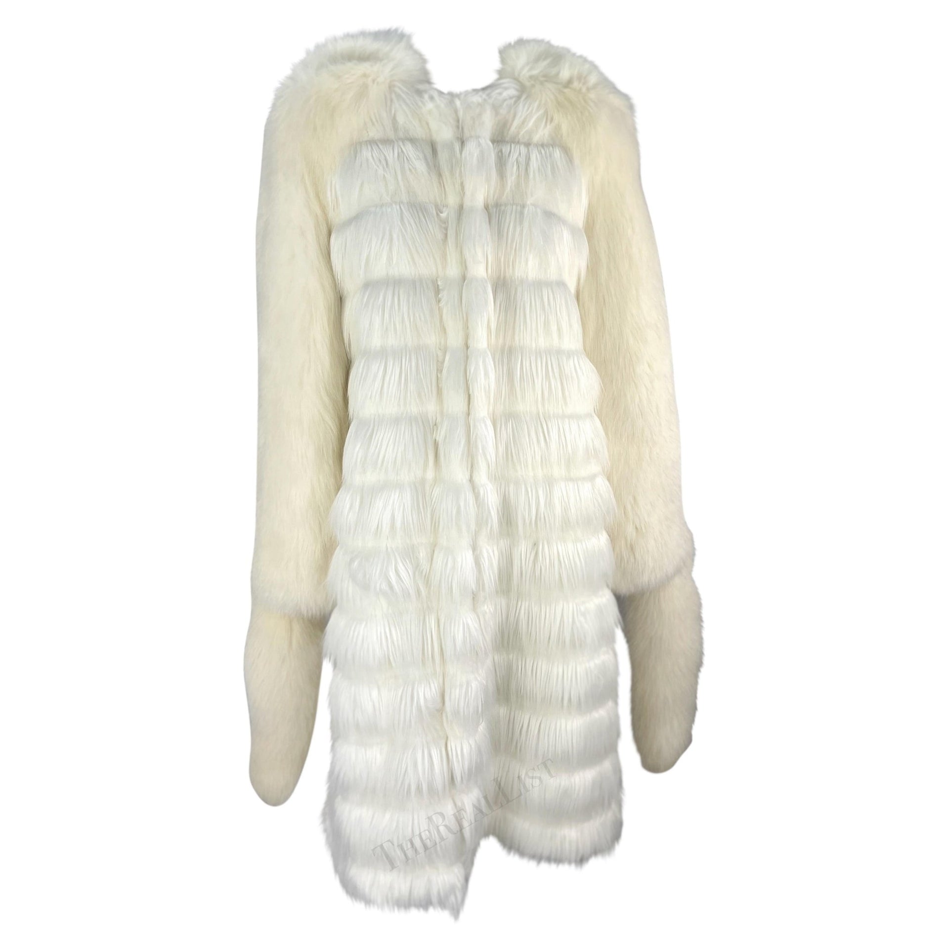 F/W 2003 Yves Saint Laurent by Tom Ford White Fox / Faux Fur Runway Coat - RealList