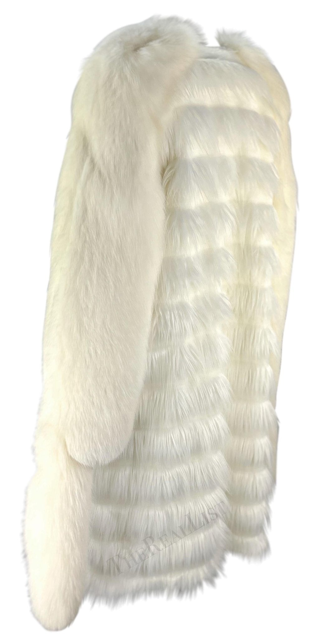 F/W 2003 Yves Saint Laurent by Tom Ford White Fox / Faux Fur Runway Coat - RealList