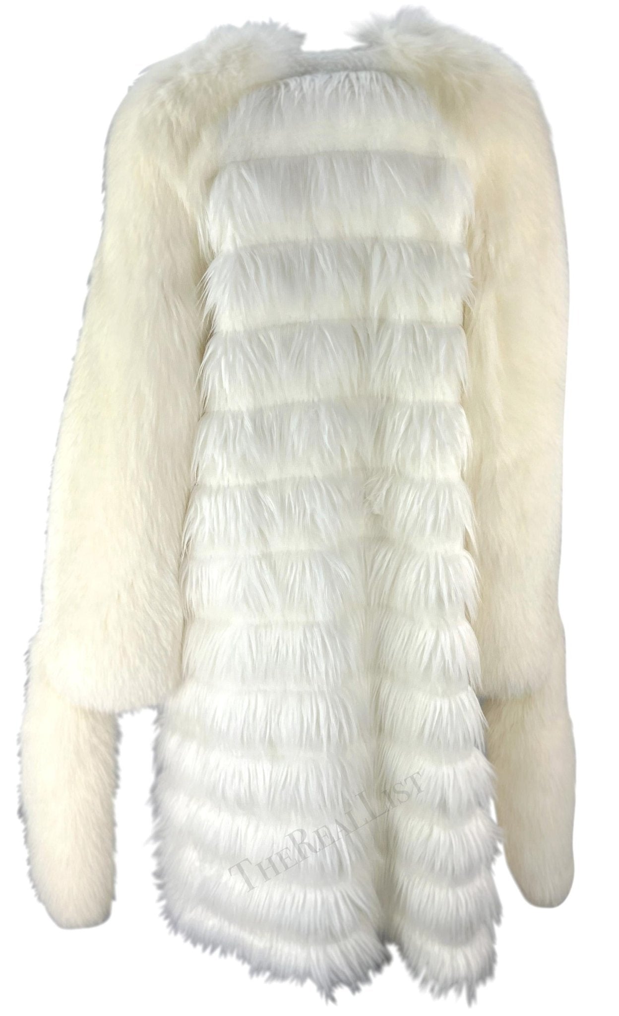 F/W 2003 Yves Saint Laurent by Tom Ford White Fox / Faux Fur Runway Coat - RealList