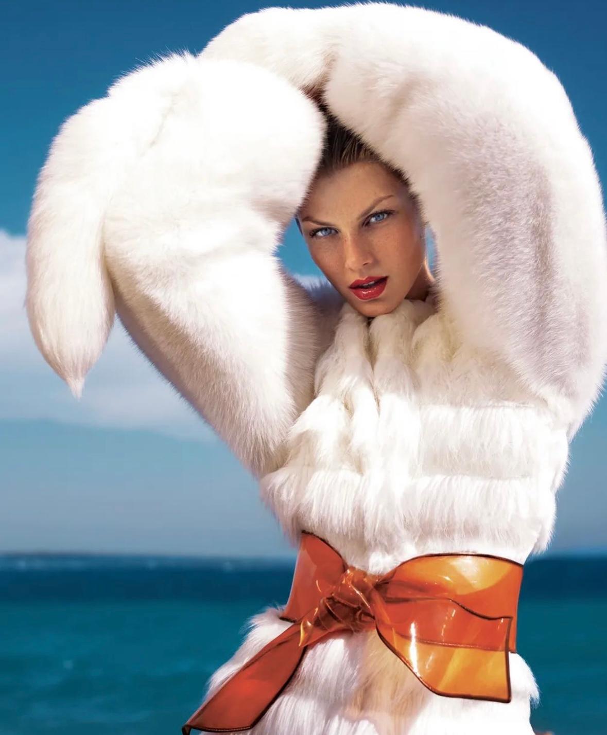 F/W 2003 Yves Saint Laurent by Tom Ford White Fox / Faux Fur Runway Coat - RealList