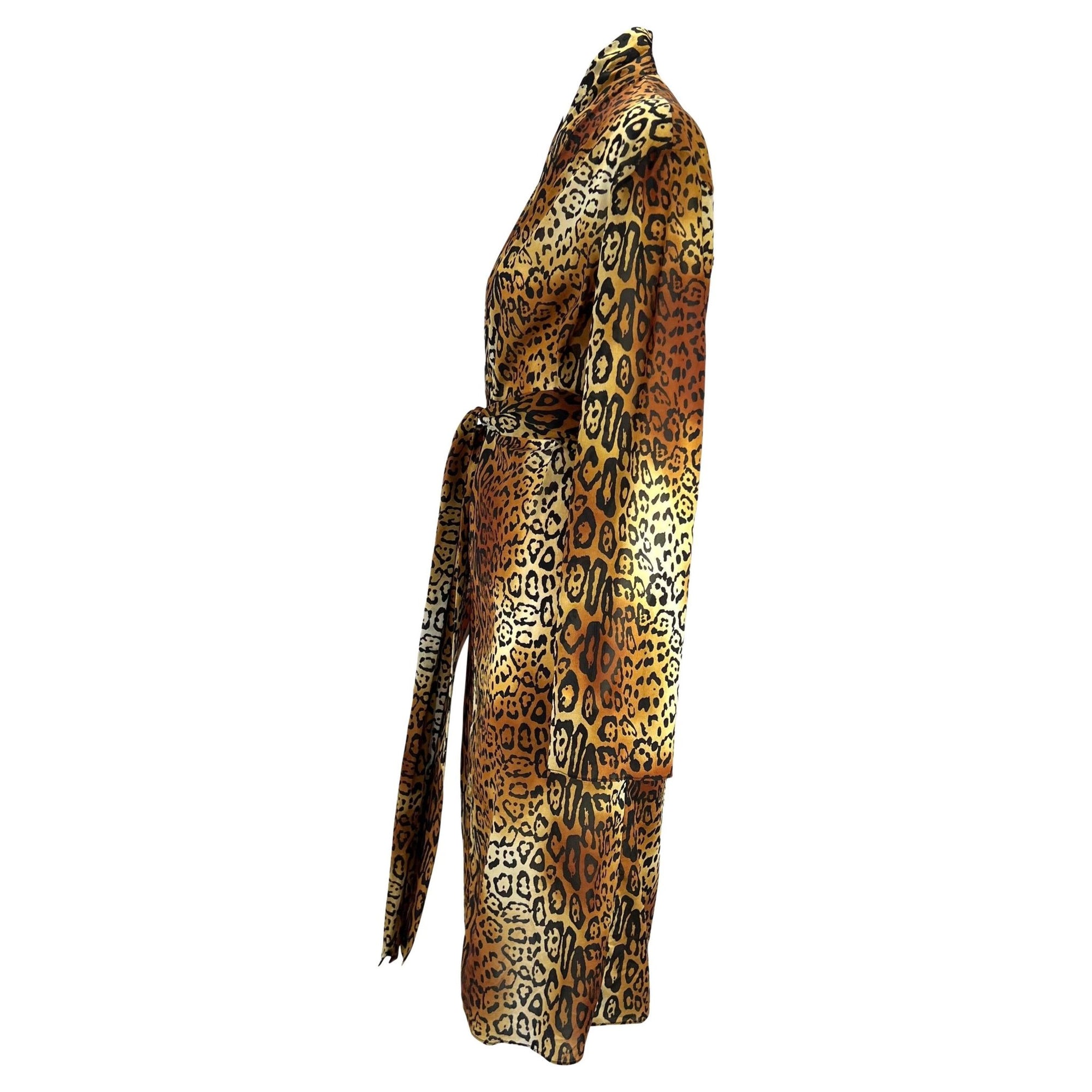 F/W 2004 Christian Dior by John Galliano Brown Leopard Print Silk Blend Robe - RealList