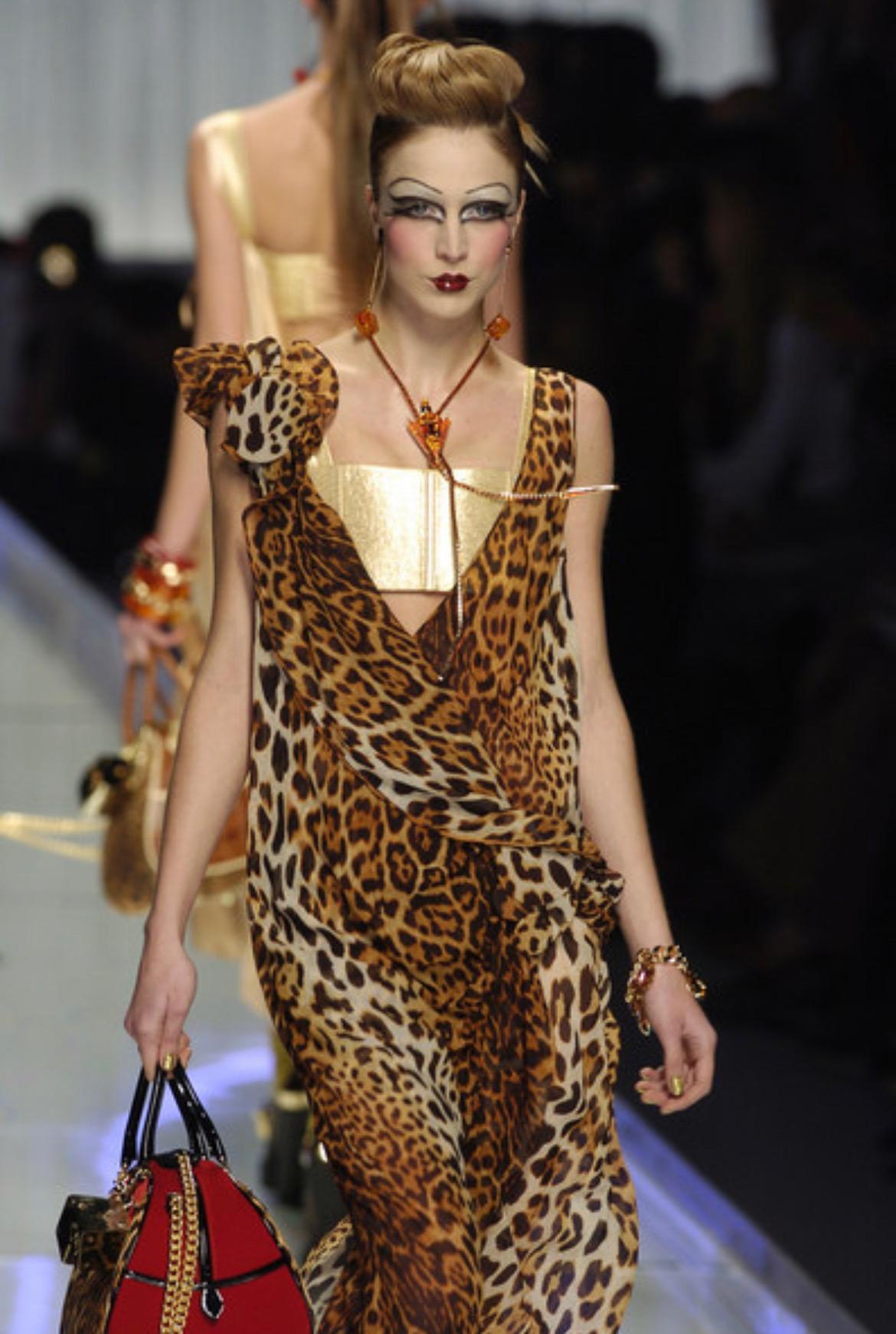 F/W 2004 Christian Dior by John Galliano Brown Leopard Print Silk Blend Robe - RealList