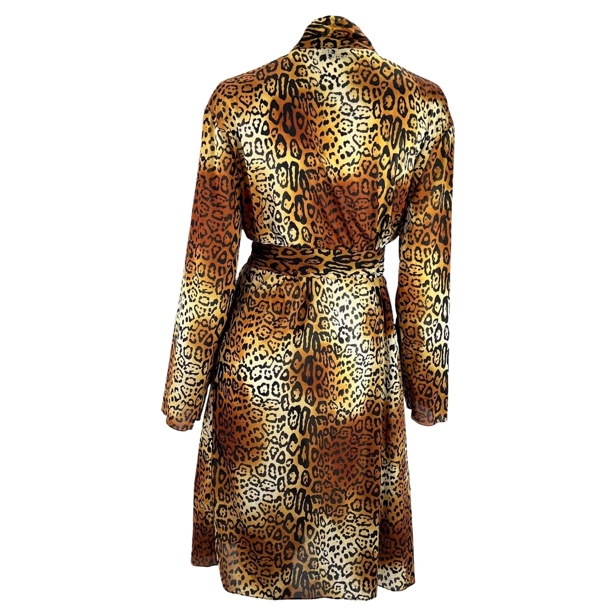 F/W 2004 Christian Dior by John Galliano Brown Leopard Print Silk Blend Robe - RealList