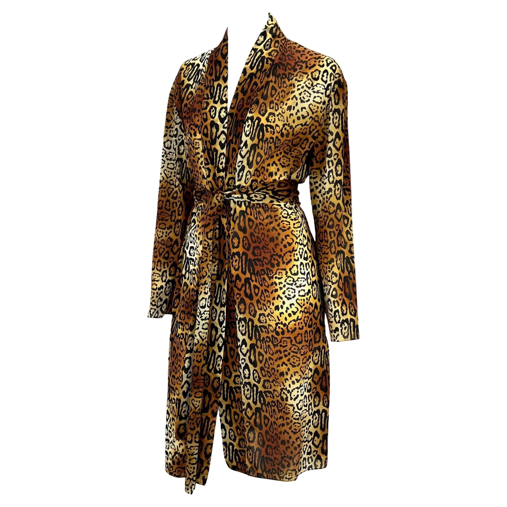 F/W 2004 Christian Dior by John Galliano Brown Leopard Print Silk Blend Robe - RealList