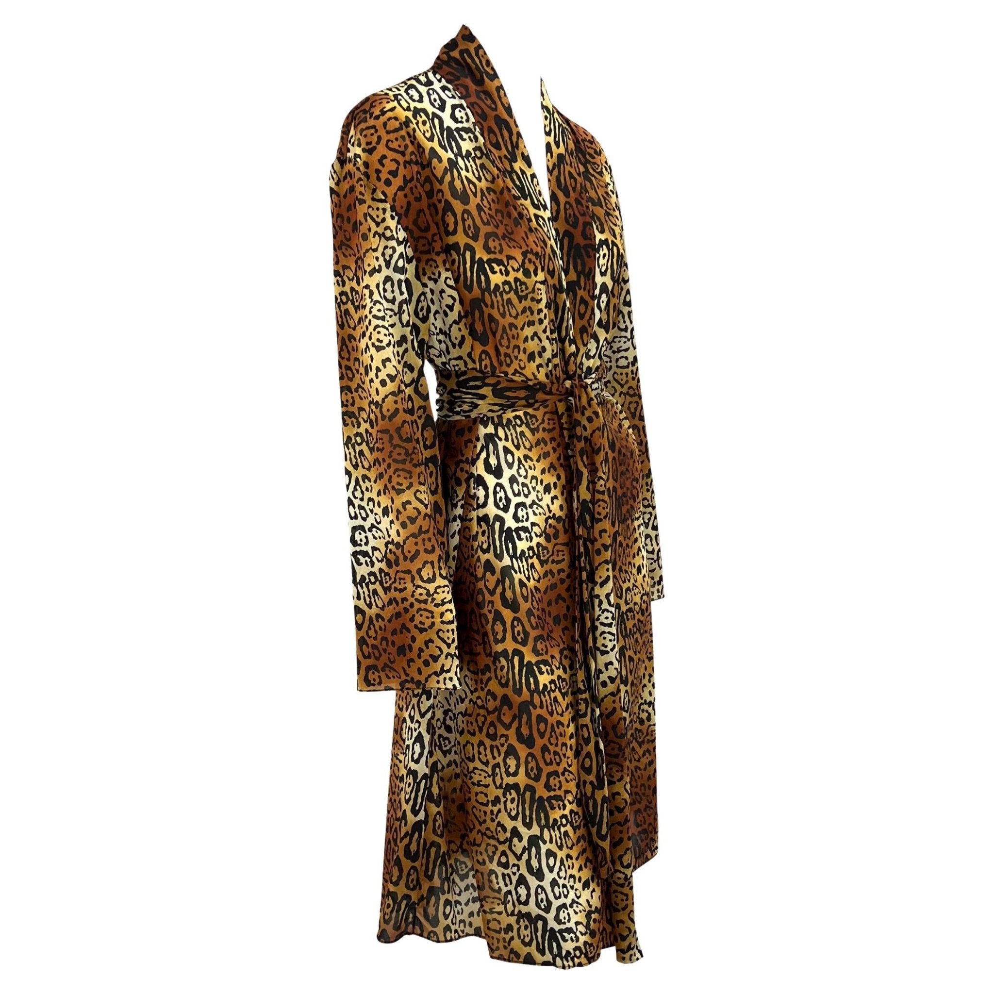 F/W 2004 Christian Dior by John Galliano Brown Leopard Print Silk Blend Robe - RealList