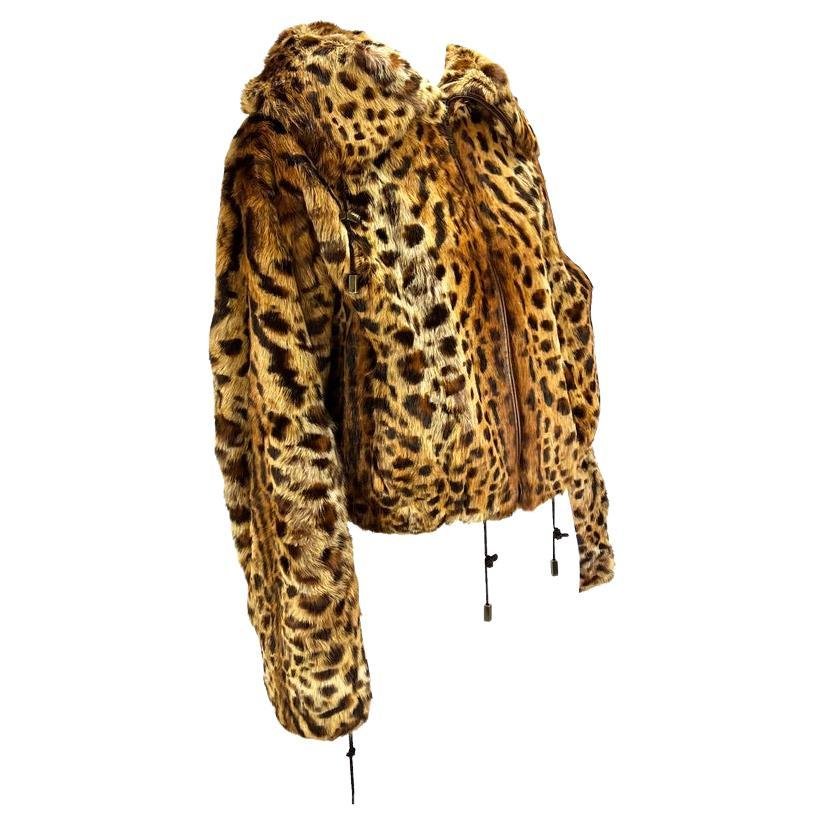 F/W 2004 Christian Dior by John Galliano Leopard Print Fur Zip Hooded Jacket - RealList