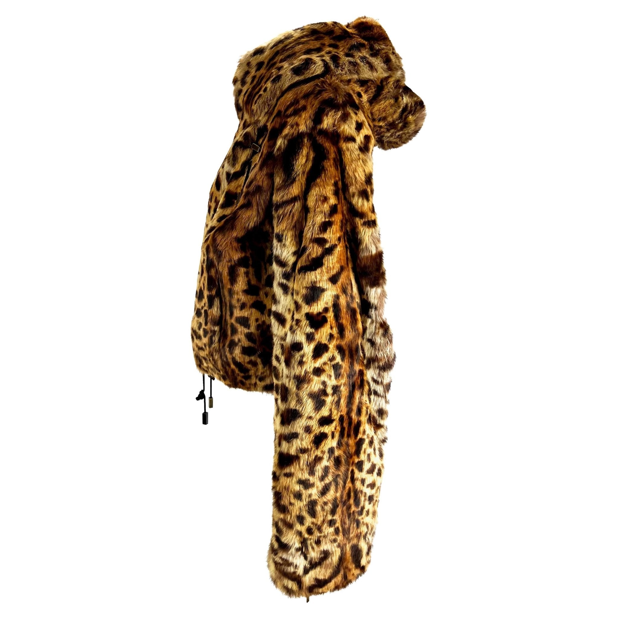 F/W 2004 Christian Dior by John Galliano Leopard Print Fur Zip Hooded Jacket - RealList