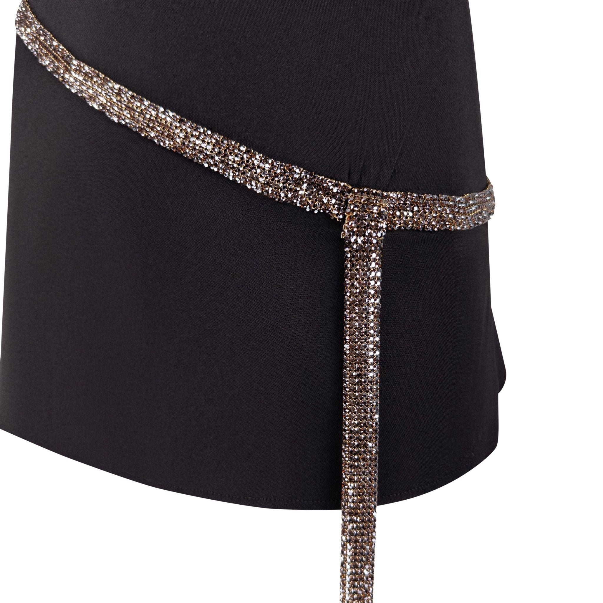 F/W 2004 Dolce & Gabbana Brown Crystal Chainmail Trim Mini Dress - RealList