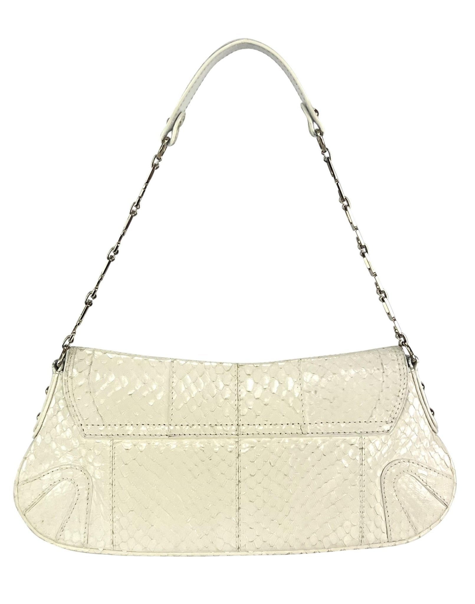 F/W 2004 Dolce & Gabbana Rhinestone Capriorn White Python Horoscope Shoulder Bag - RealList