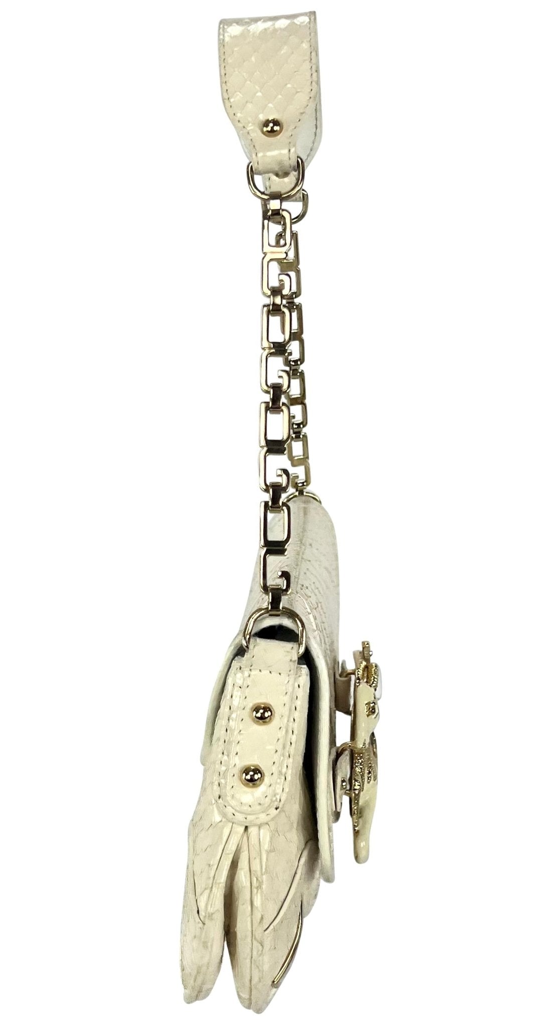 F/W 2004 Dolce & Gabbana Rhinestone Capriorn White Python Horoscope Shoulder Bag - RealList