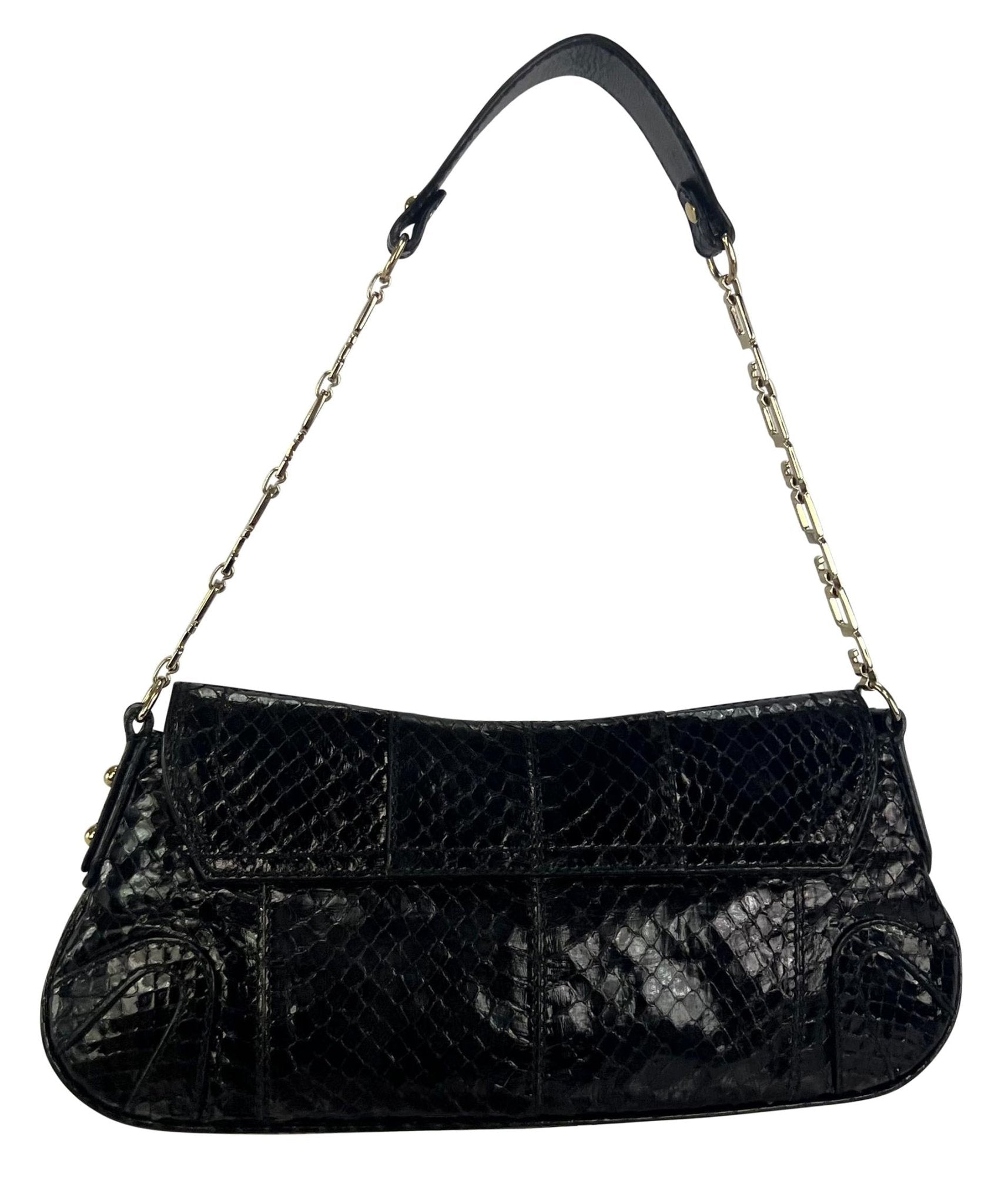 F/W 2004 Dolce & Gabbana Rhinestone Taurus Horoscope Snakeskin Shoulder Bag - RealList