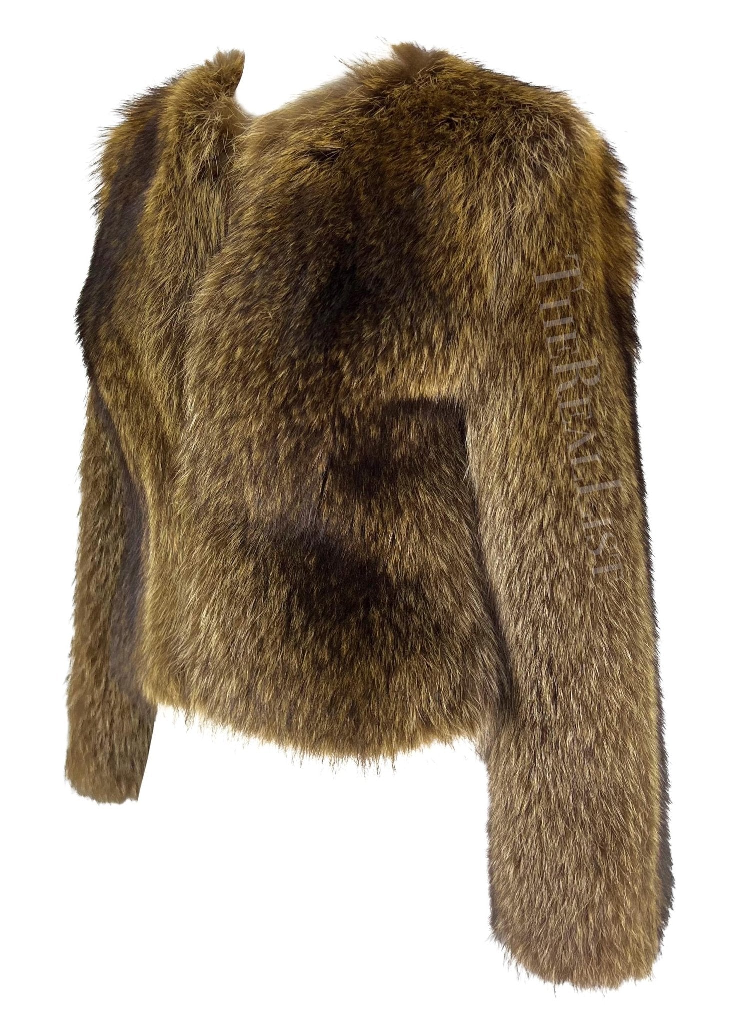 F/W 2004 Dolce & Gabbana Runway Brown Genuine Fur Eel Cropped Coat Jacket - RealList