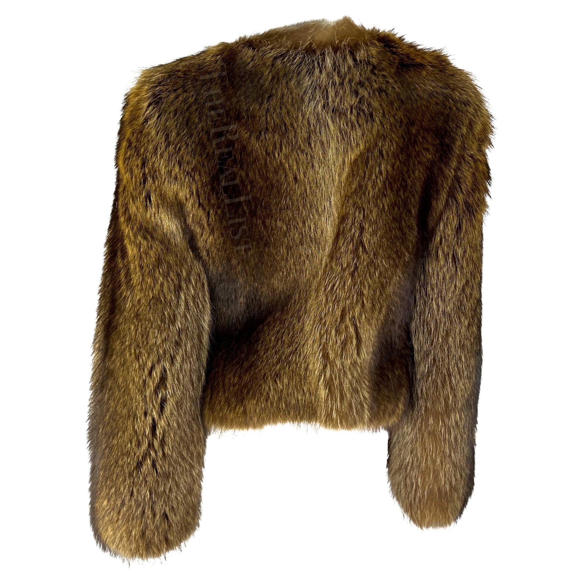 F/W 2004 Dolce & Gabbana Runway Brown Genuine Fur Eel Cropped Coat Jacket - RealList