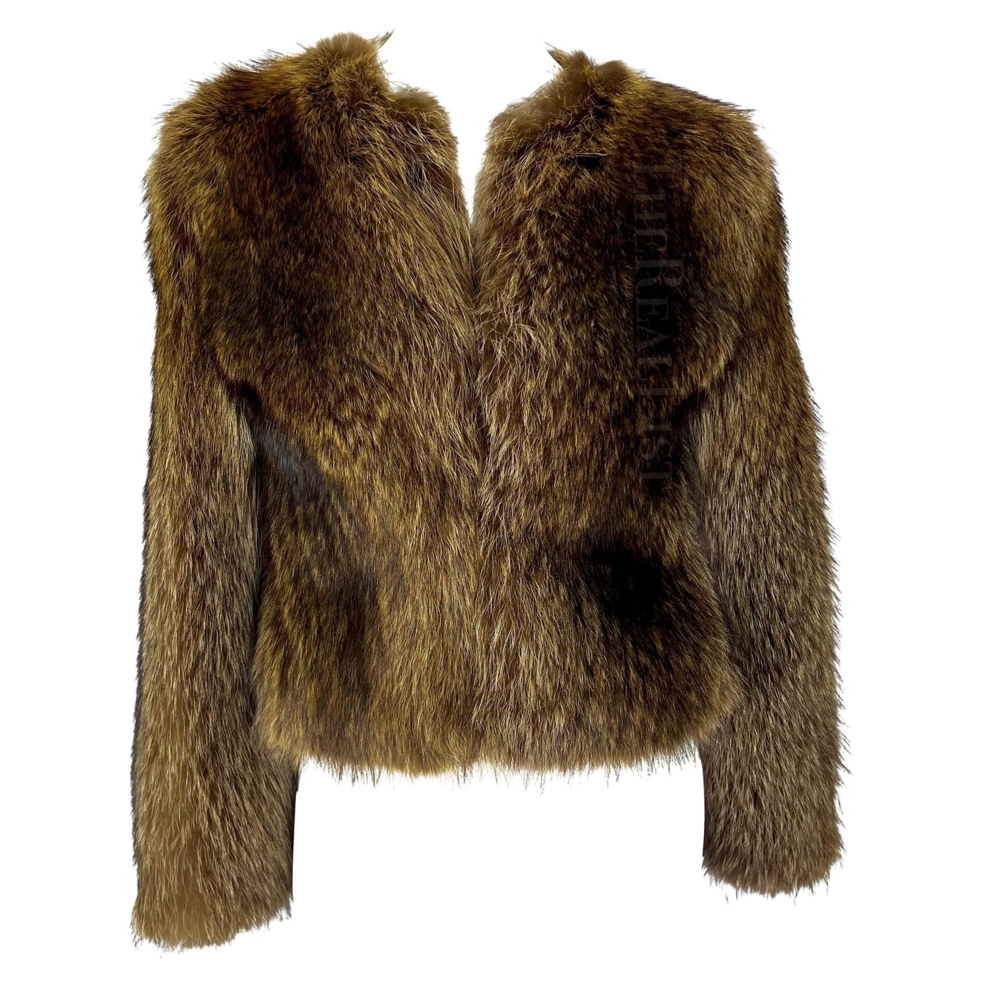 F/W 2004 Dolce & Gabbana Runway Brown Genuine Fur Eel Cropped Coat Jacket - RealList