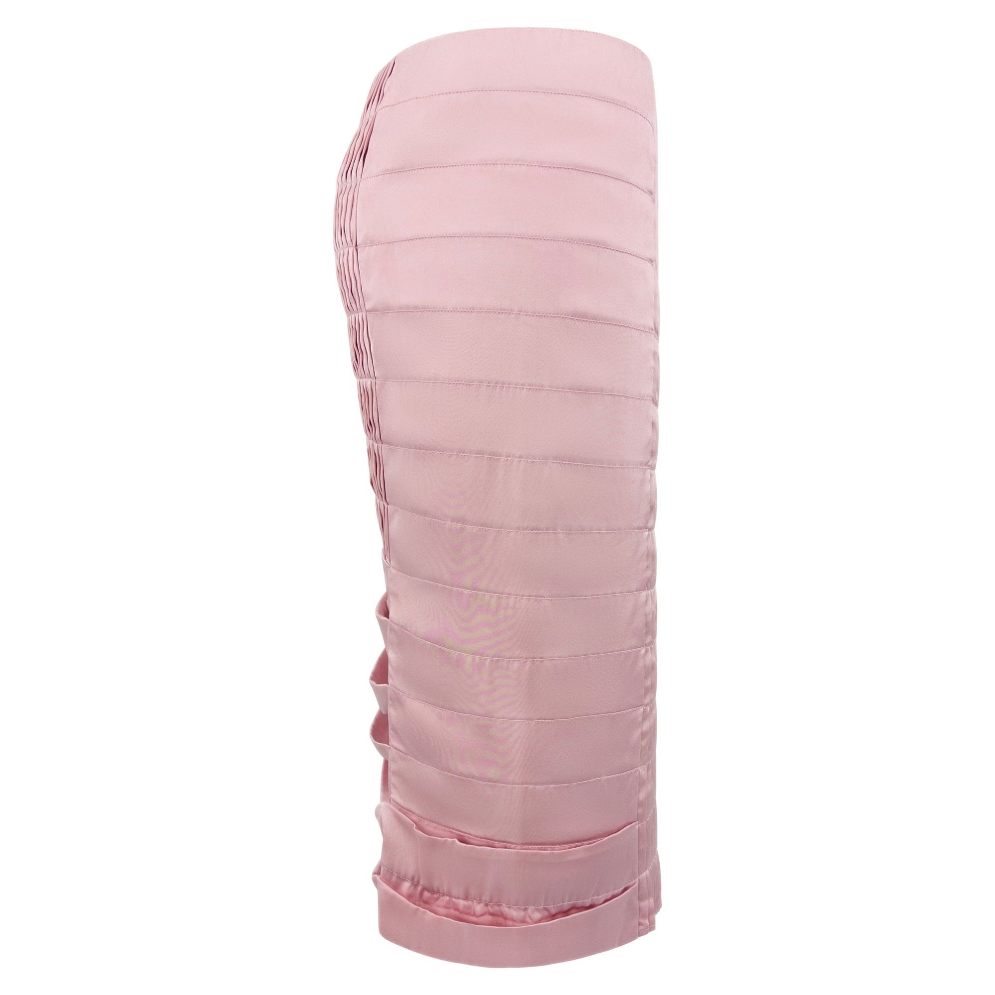 F/W 2004 Gucci by Tom Ford Baby Pink Satin Pleated Pencil Skirt - RealList