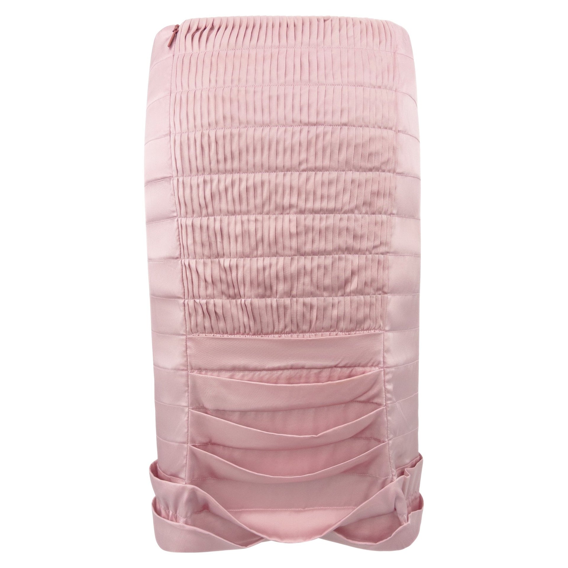 F/W 2004 Gucci by Tom Ford Baby Pink Satin Pleated Pencil Skirt - RealList