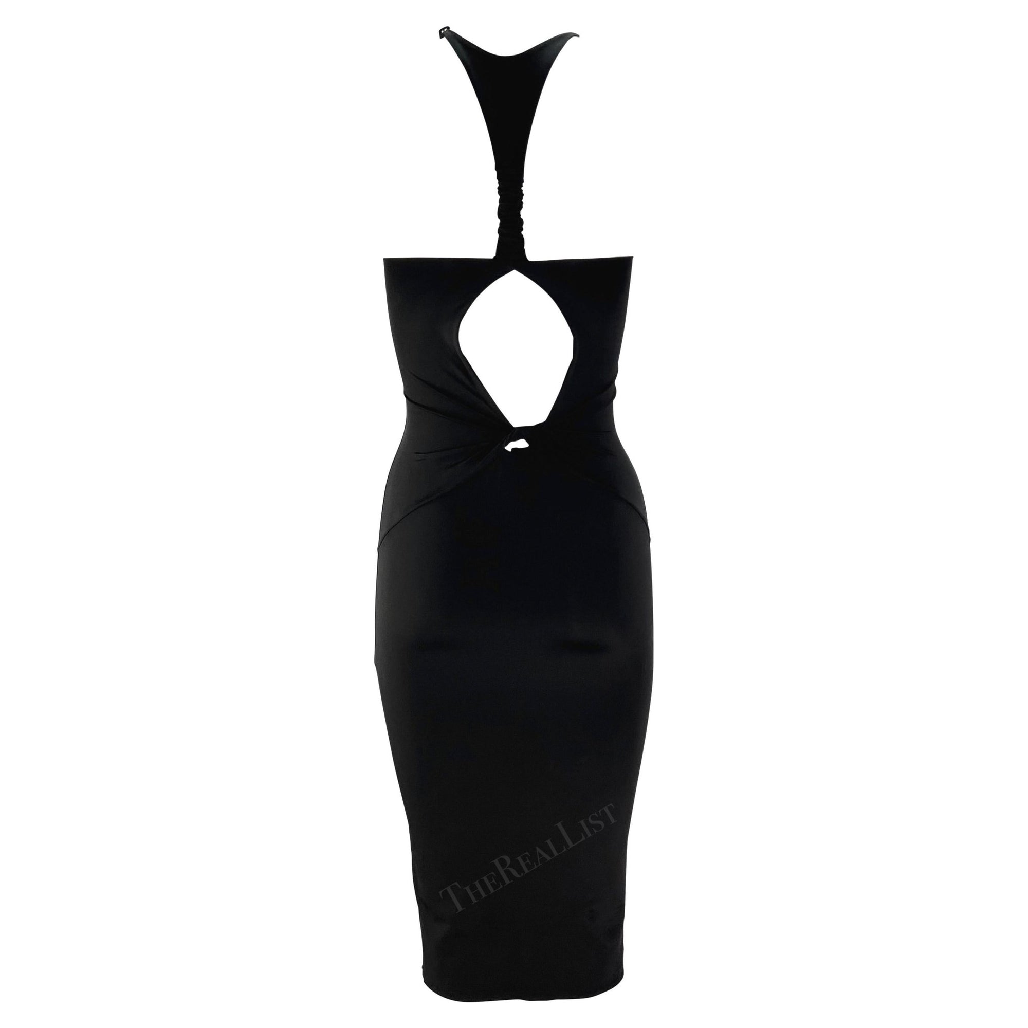 F/W 2004 Gucci by Tom Ford Black Twist Cutout Bodycon Stretch Halter Mini Dress - RealList