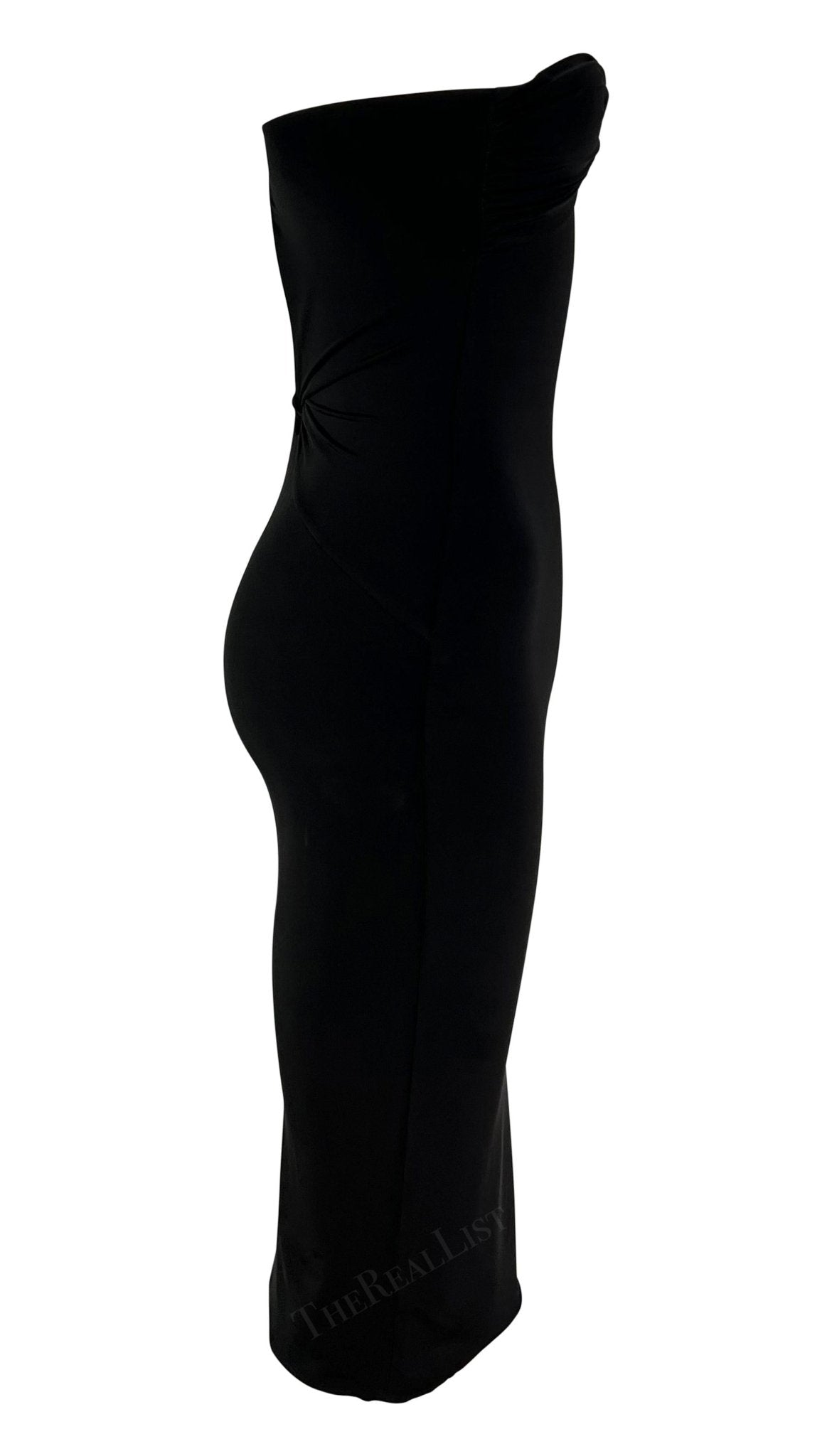 F/W 2004 Gucci by Tom Ford Black Twist Cutout Bodycon Stretch Halter Mini Dress - RealList