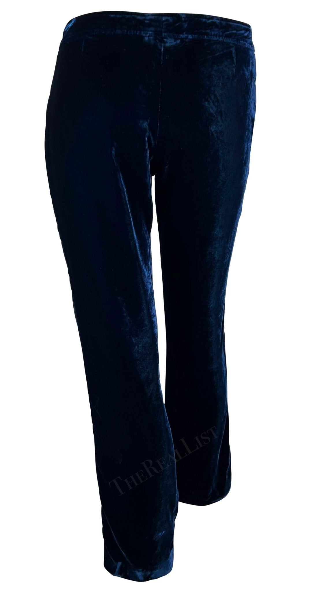 F/W 2004 Gucci by Tom Ford Deep Blue Velvet Satin Trim Tuxedo Pants - RealList