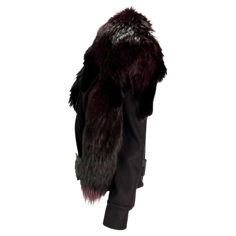 F/W 2004 Gucci by Tom Ford Runway Purple Fox Fur Collar Wool Jacket - RealList