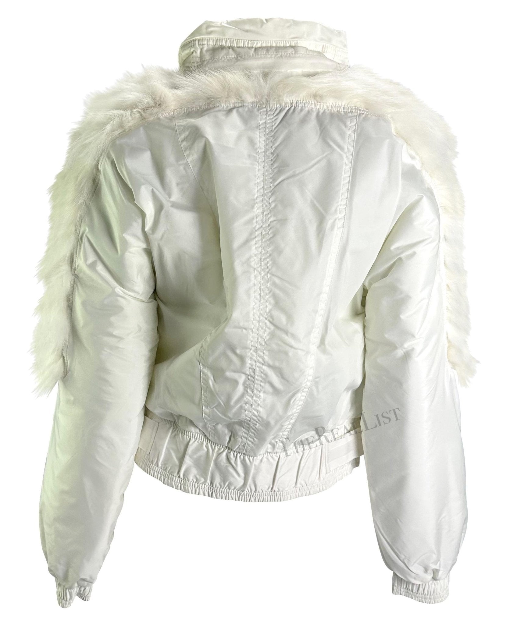 F/W 2004 Gucci by Tom Ford White Logo Down Fur Trim Hooded Puffer Jacket - RealList