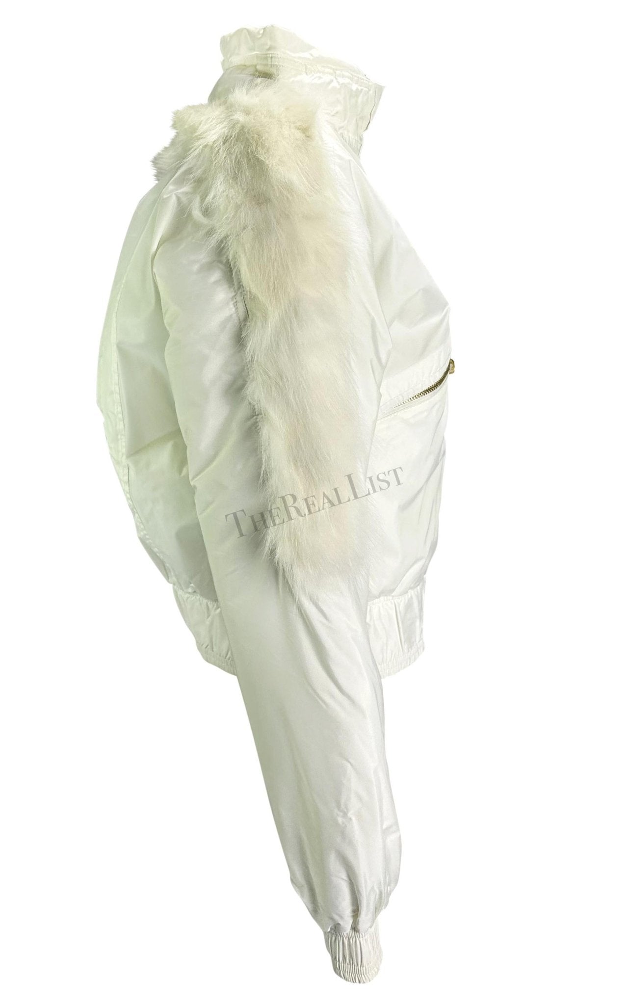 F/W 2004 Gucci by Tom Ford White Logo Down Fur Trim Hooded Puffer Jacket - RealList