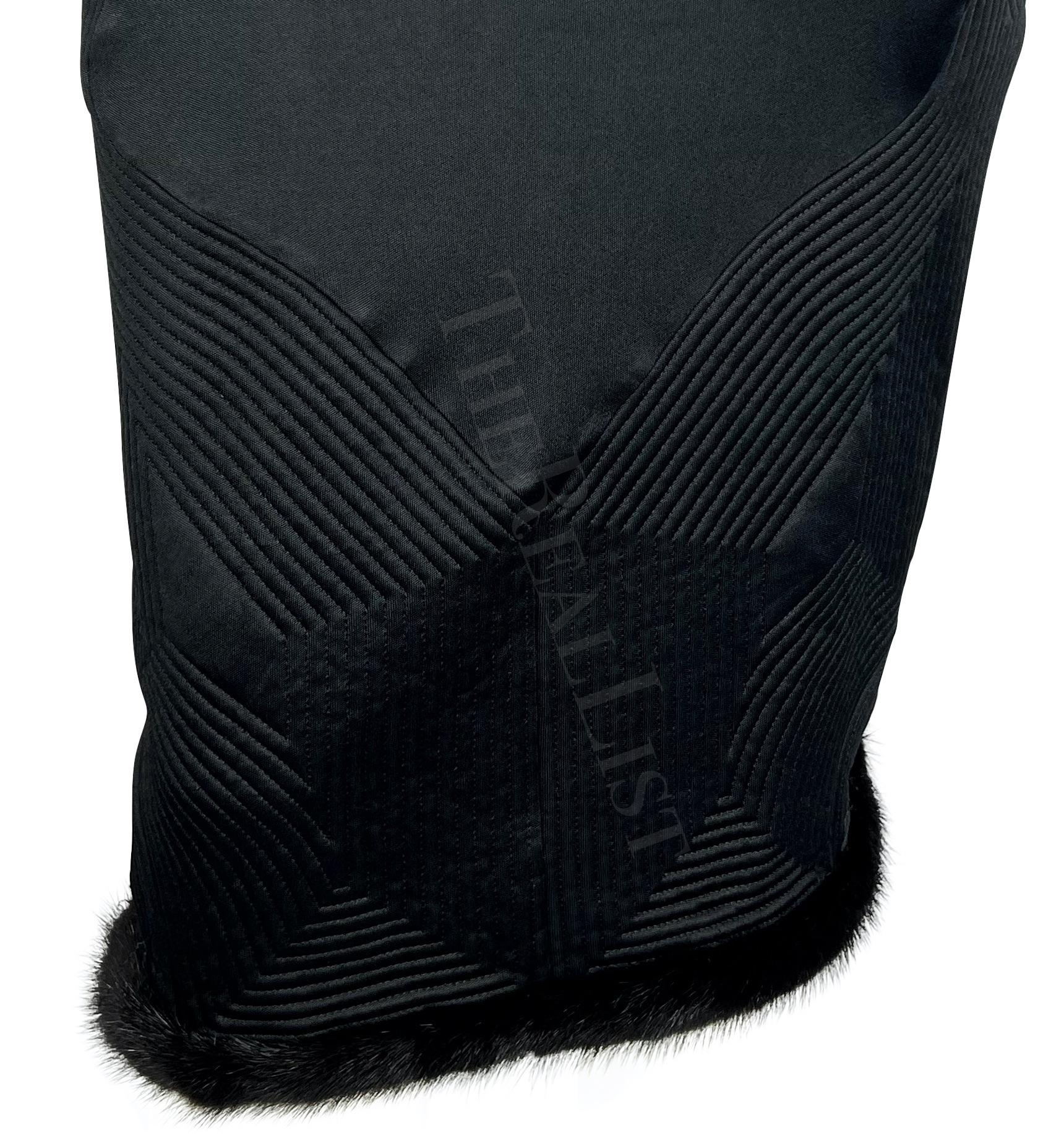 F/W 2004 Yves Saint Laurent by Tom Ford Black Mink Accented Midi Dress - RealList