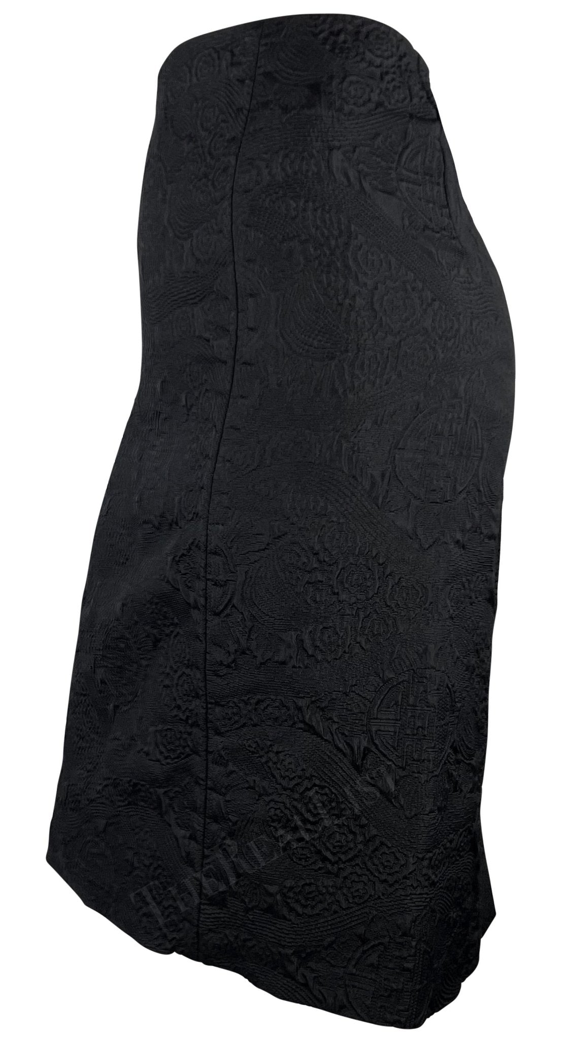 F/W 2004 Yves Saint Laurent by Tom Ford Chinoiserie Brocade Black Skirt - RealList