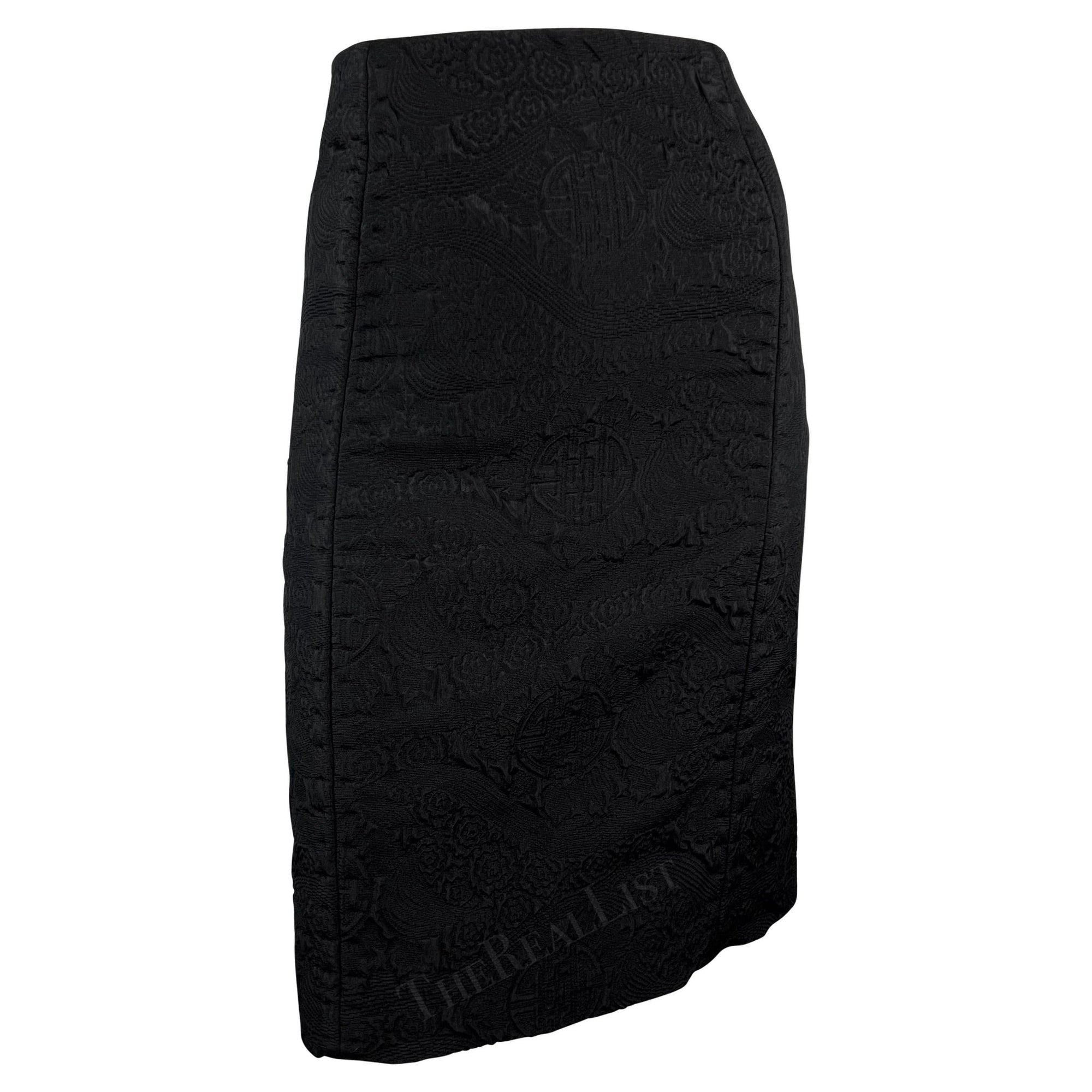 F/W 2004 Yves Saint Laurent by Tom Ford Chinoiserie Brocade Black Skirt - RealList