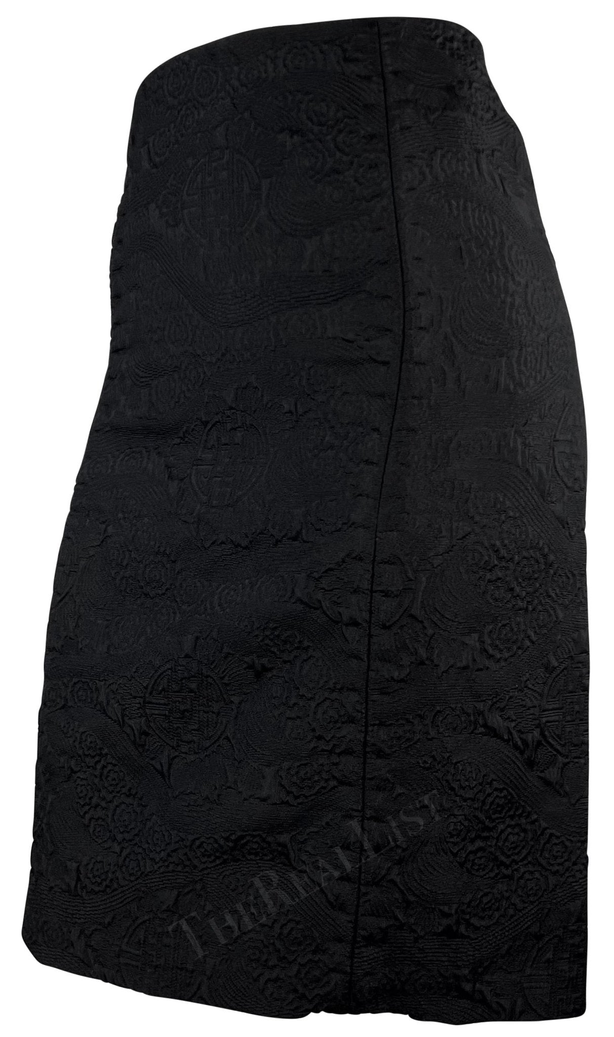 F/W 2004 Yves Saint Laurent by Tom Ford Chinoiserie Brocade Black Skirt - RealList