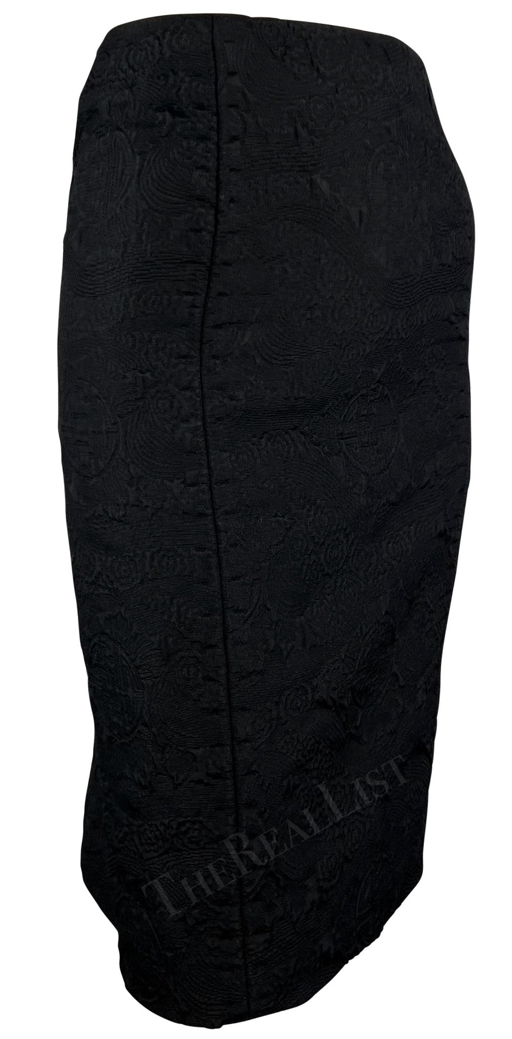 F/W 2004 Yves Saint Laurent by Tom Ford Chinoiserie Brocade Black Skirt - RealList
