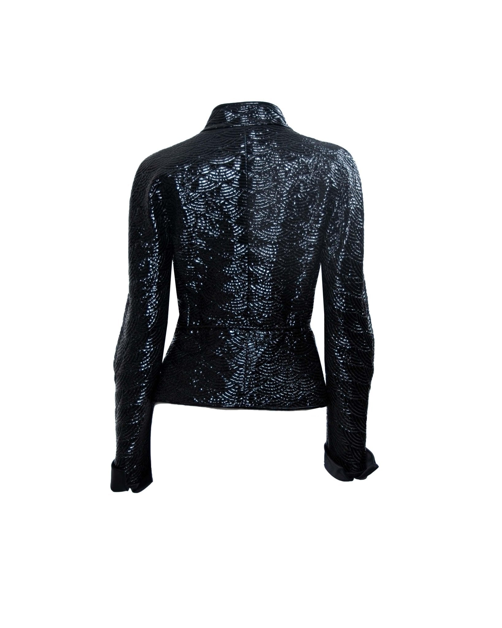 F/W 2004 Yves Saint Laurent by Tom Ford Chinoiserie Patent Leather Mink Jacket - RealList