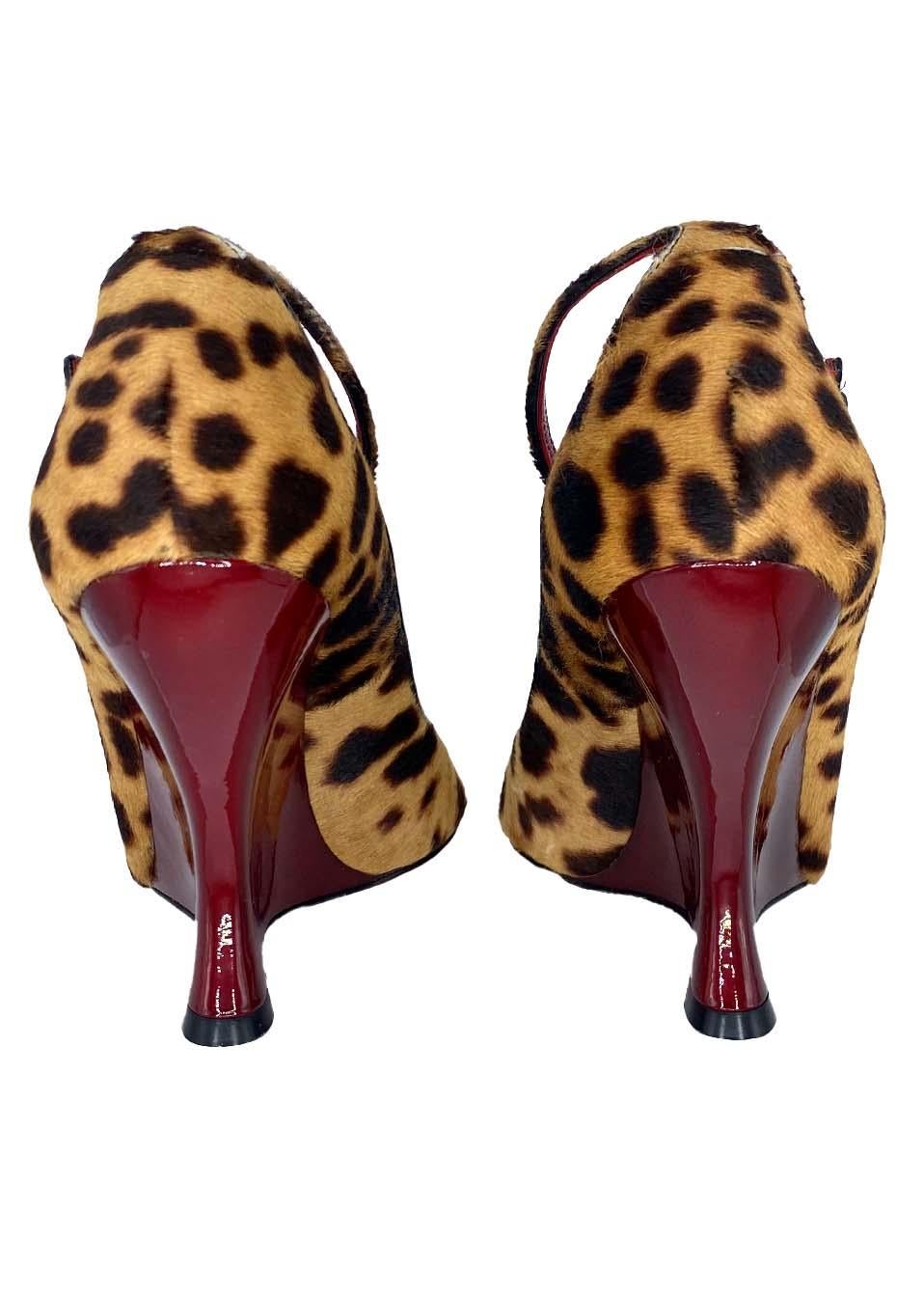 F/W 2004 Yves Saint Laurent by Tom Ford Leopard Pony Hair 4.5" Wedge - RealList