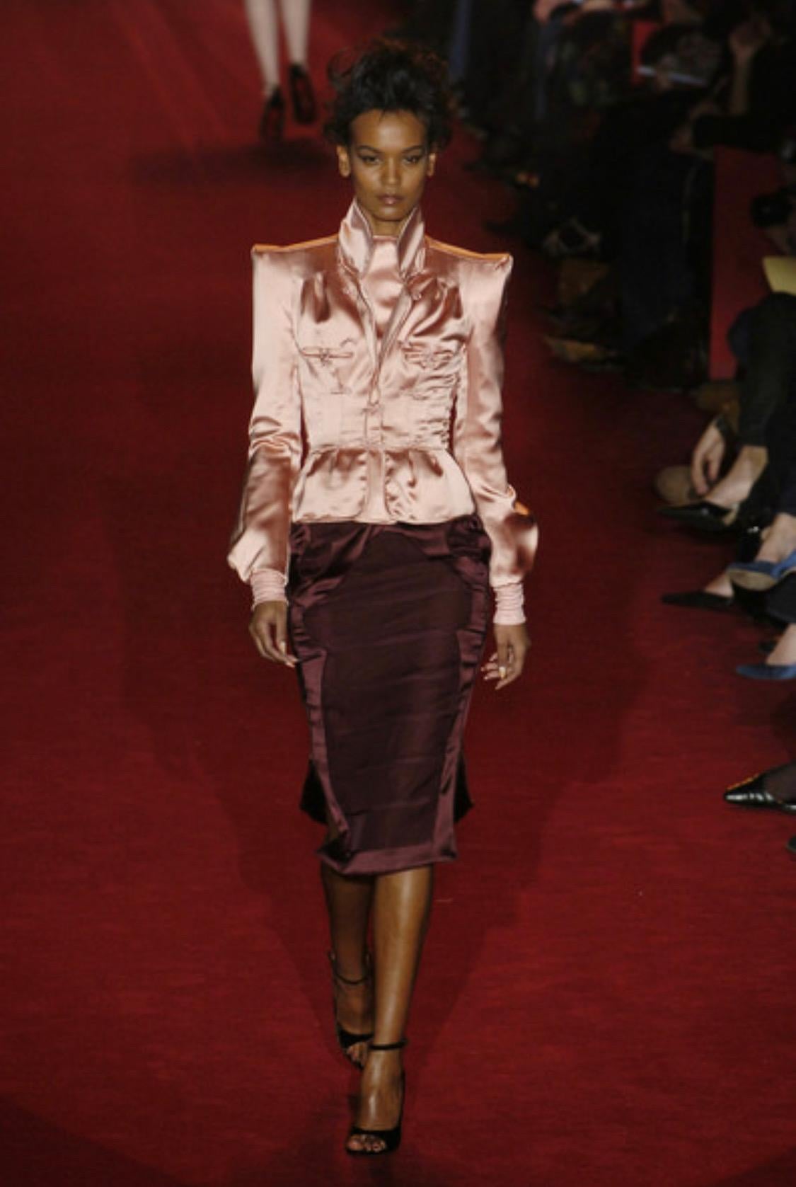 F/W 2004 Yves Saint Laurent by Tom Ford Pink Silk Pagoda Chinoiserie Jacket - RealList