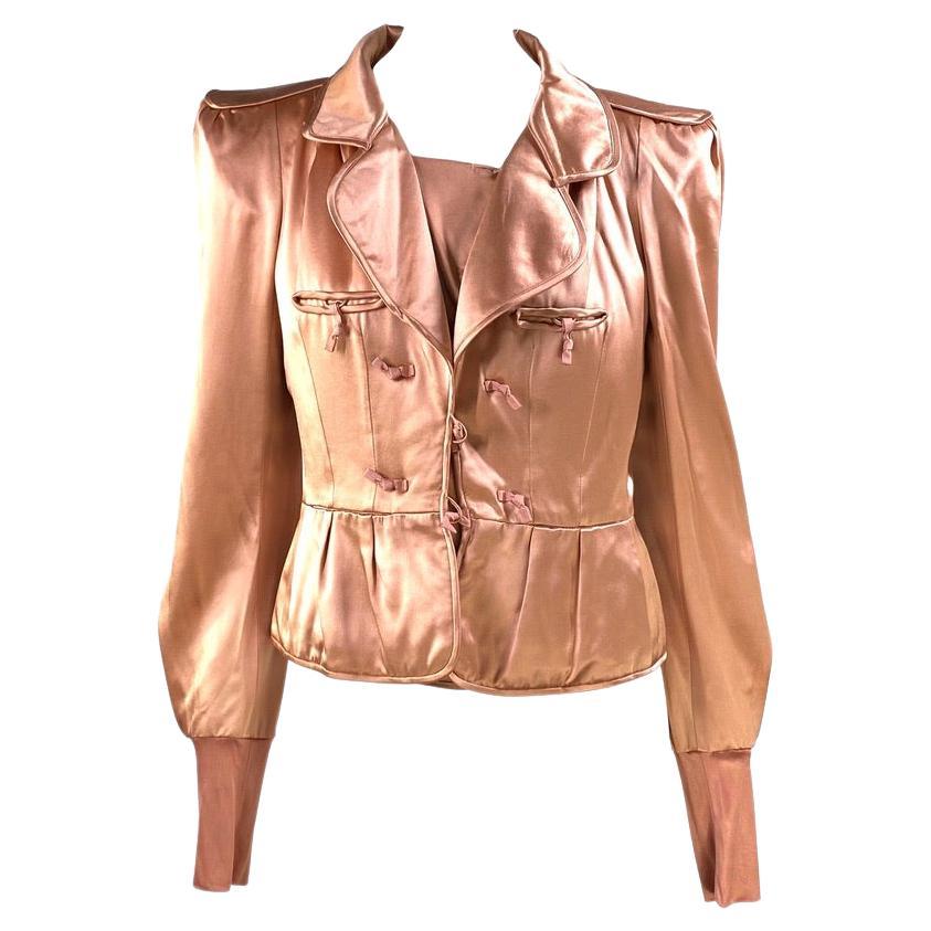 F/W 2004 Yves Saint Laurent by Tom Ford Pink Silk Pagoda Chinoiserie Jacket - RealList