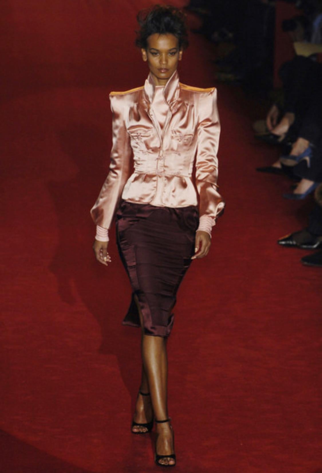 F/W 2004 Yves Saint Laurent by Tom Ford Pink Silk Pagoda Chinoiserie Jacket - RealList