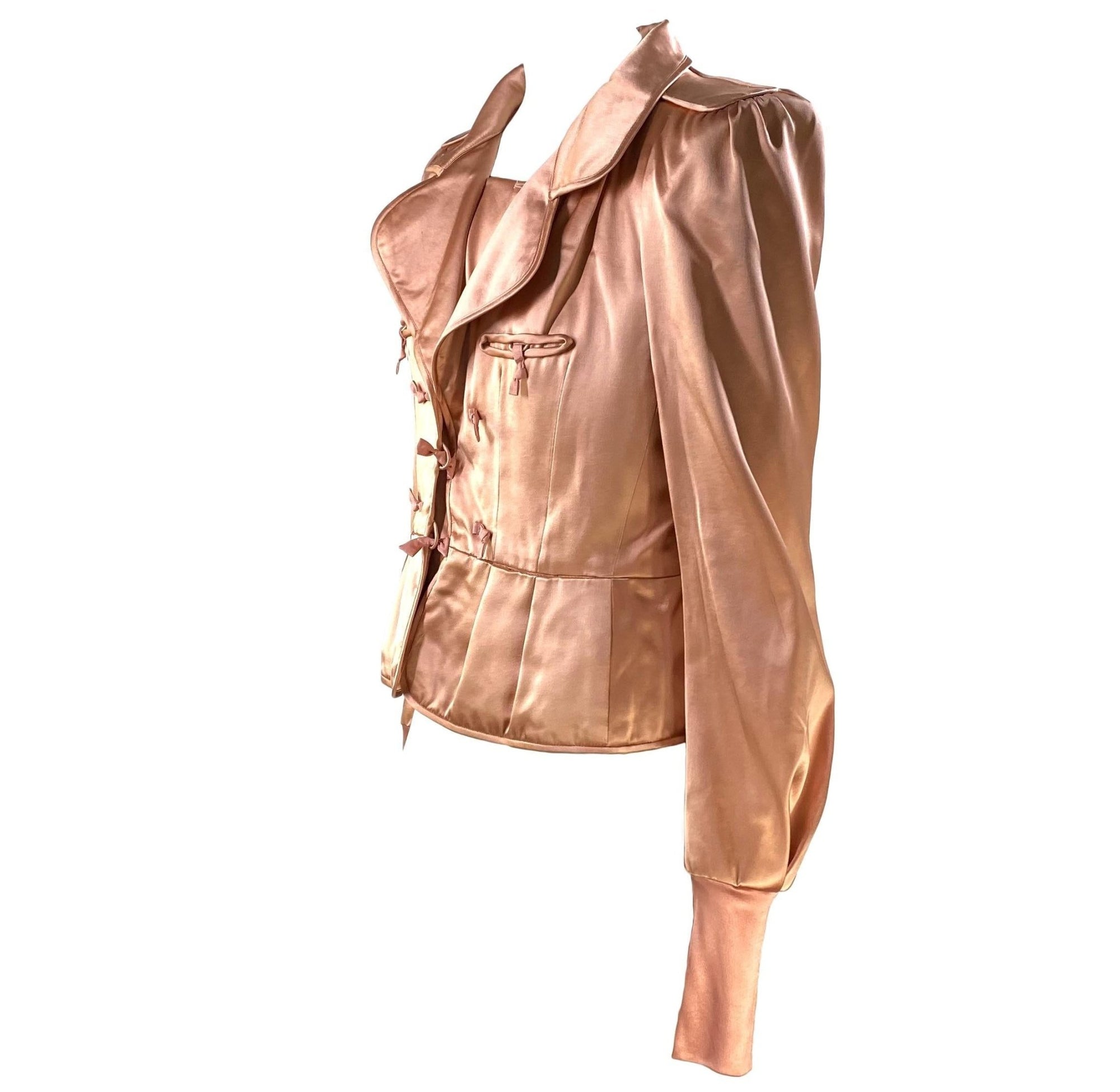 F/W 2004 Yves Saint Laurent by Tom Ford Pink Silk Pagoda Chinoiserie Jacket - RealList