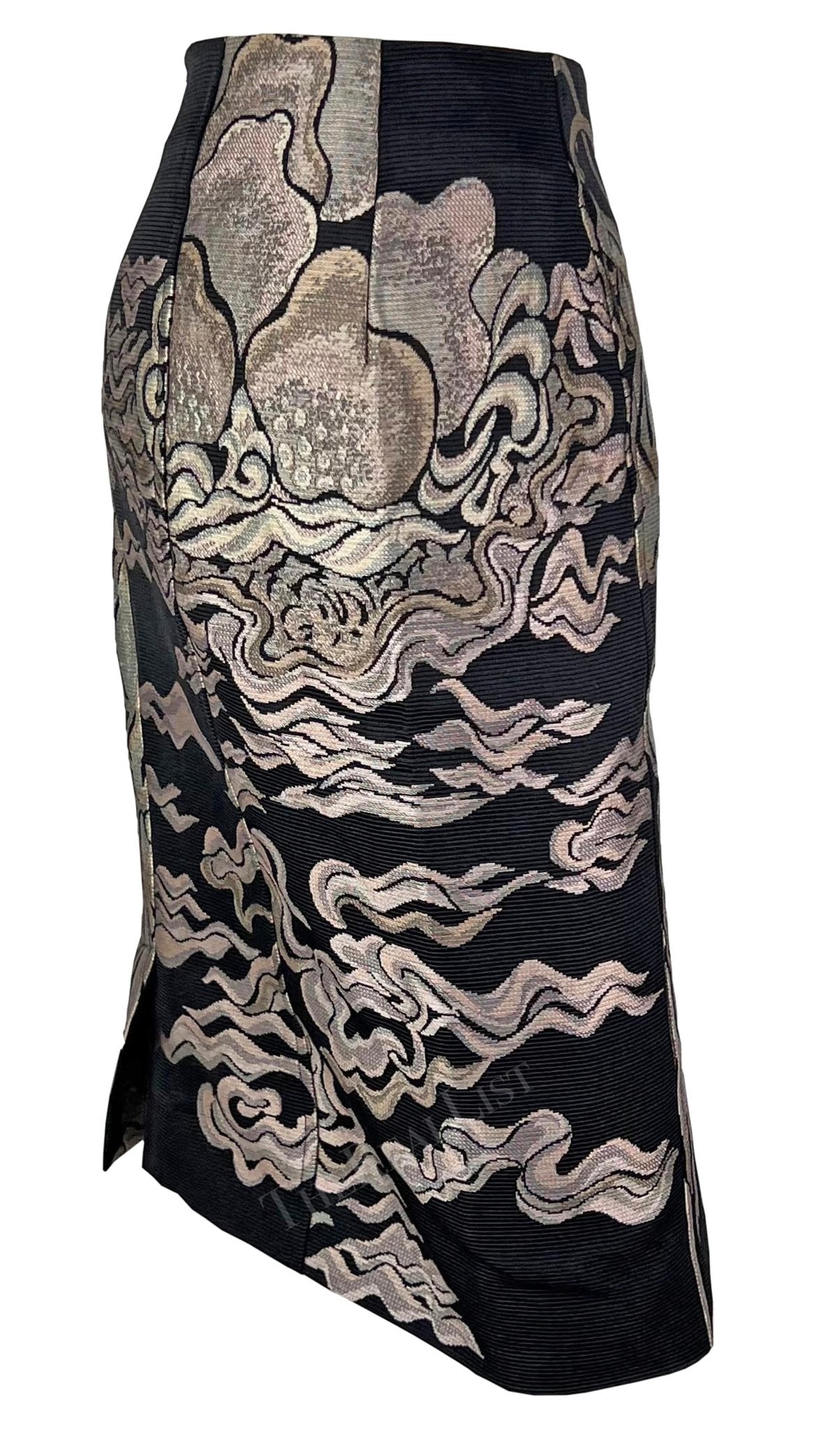 F/W 2004 Yves Saint Laurent by Tom Ford Pink Willow Chinoiserie Skirt - RealList