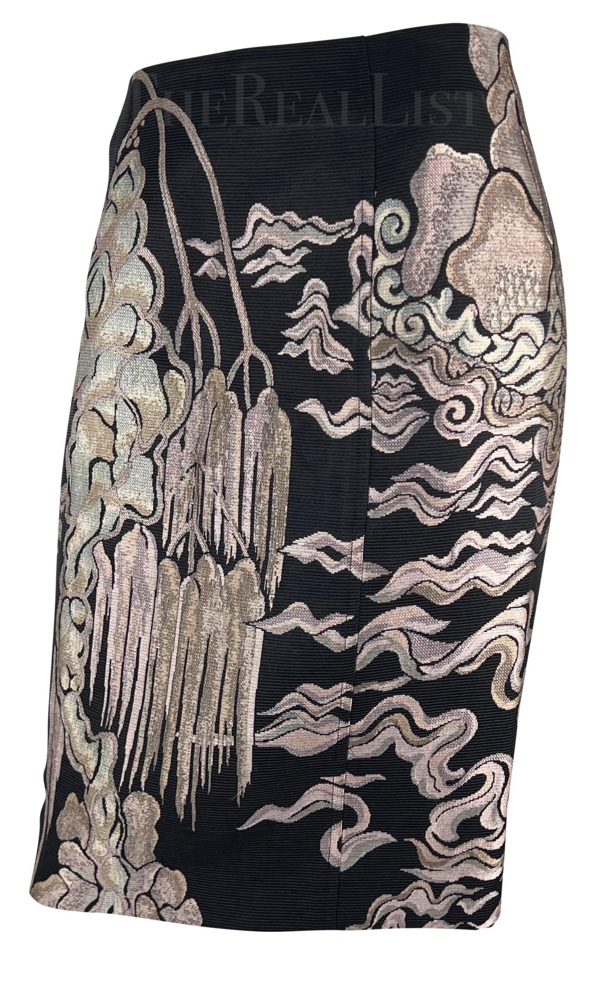 F/W 2004 Yves Saint Laurent by Tom Ford Pink Willow Chinoiserie Skirt - RealList