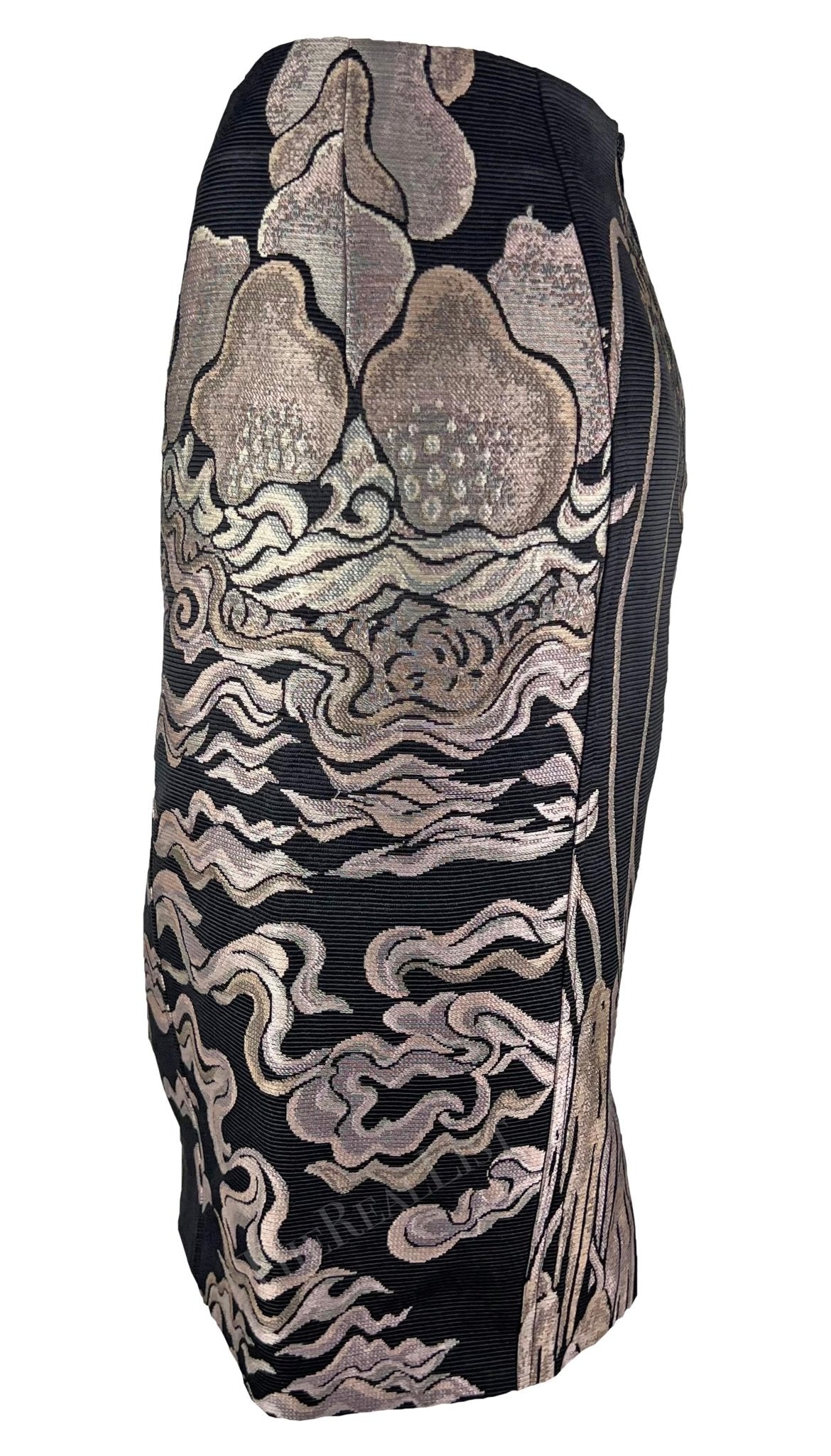 F/W 2004 Yves Saint Laurent by Tom Ford Pink Willow Chinoiserie Skirt - RealList