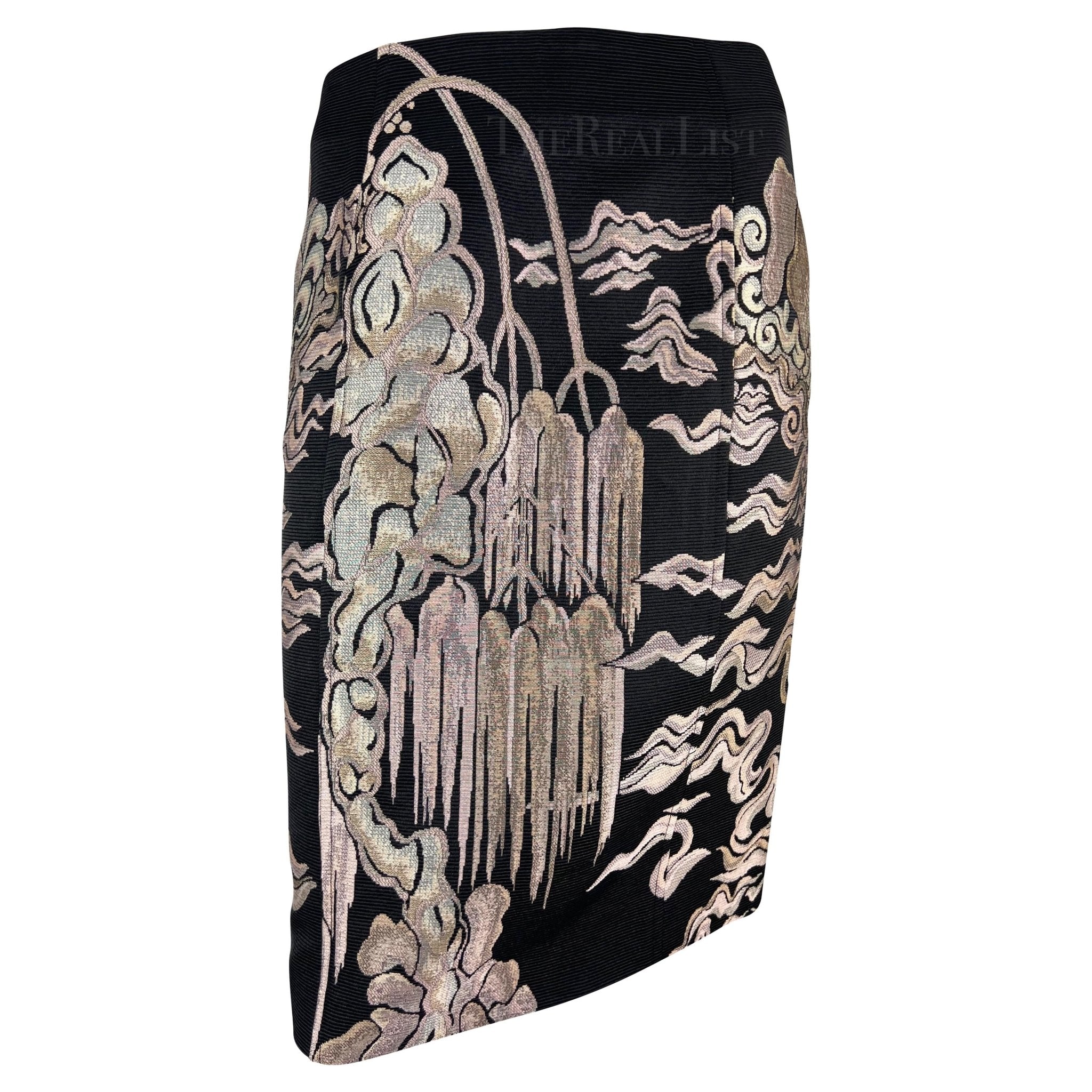 F/W 2004 Yves Saint Laurent by Tom Ford Pink Willow Chinoiserie Skirt - RealList