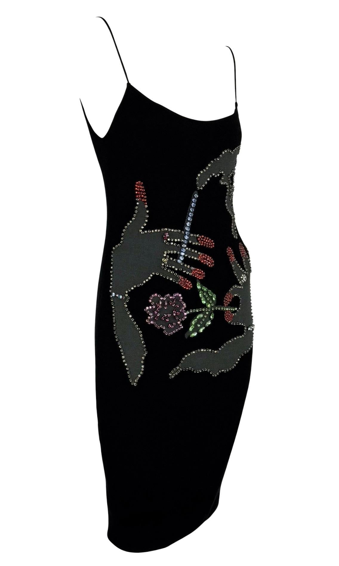 F/W 2005 Giorgio Armani Runway Rhinestone Smoking Black Cocktail Dress - RealList