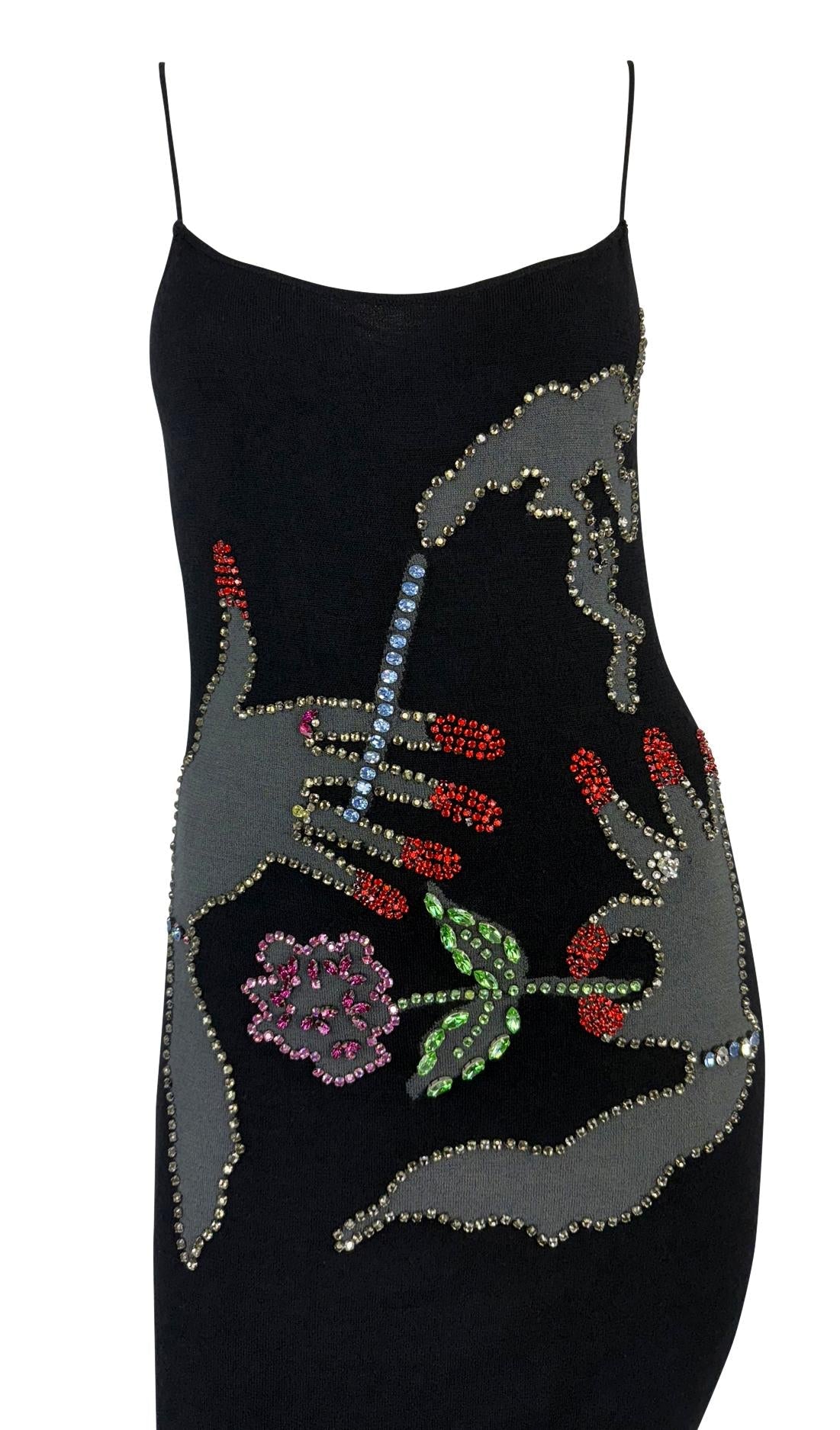 F/W 2005 Giorgio Armani Runway Rhinestone Smoking Black Cocktail Dress - RealList