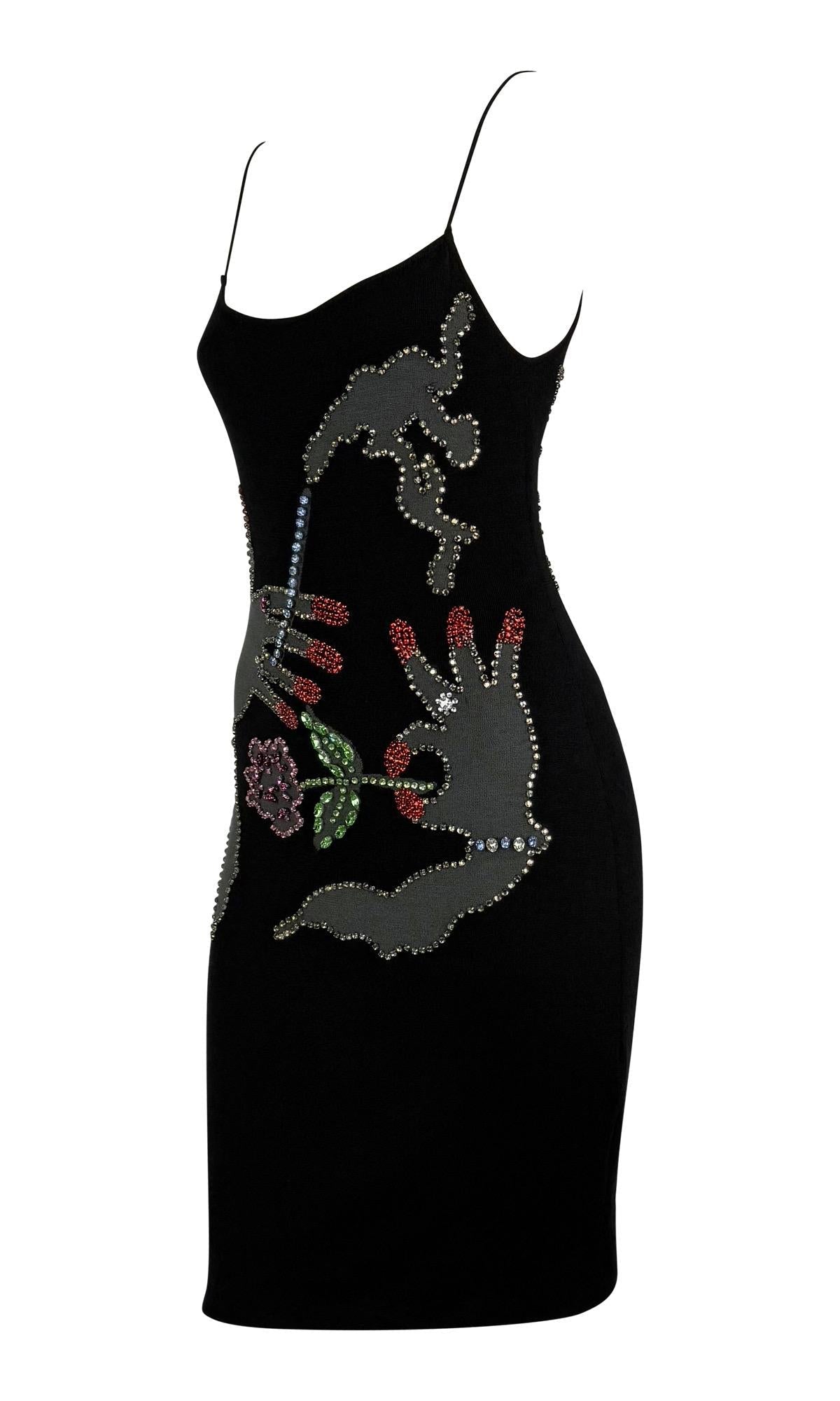 F/W 2005 Giorgio Armani Runway Rhinestone Smoking Black Cocktail Dress - RealList