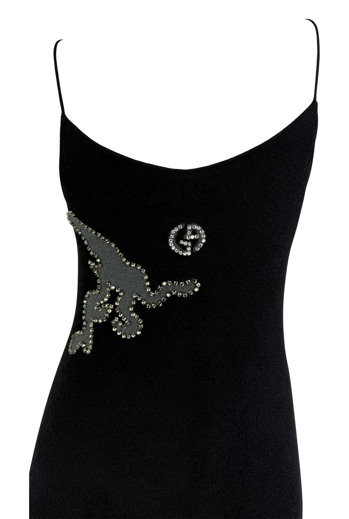 F/W 2005 Giorgio Armani Runway Rhinestone Smoking Black Cocktail Dress - RealList
