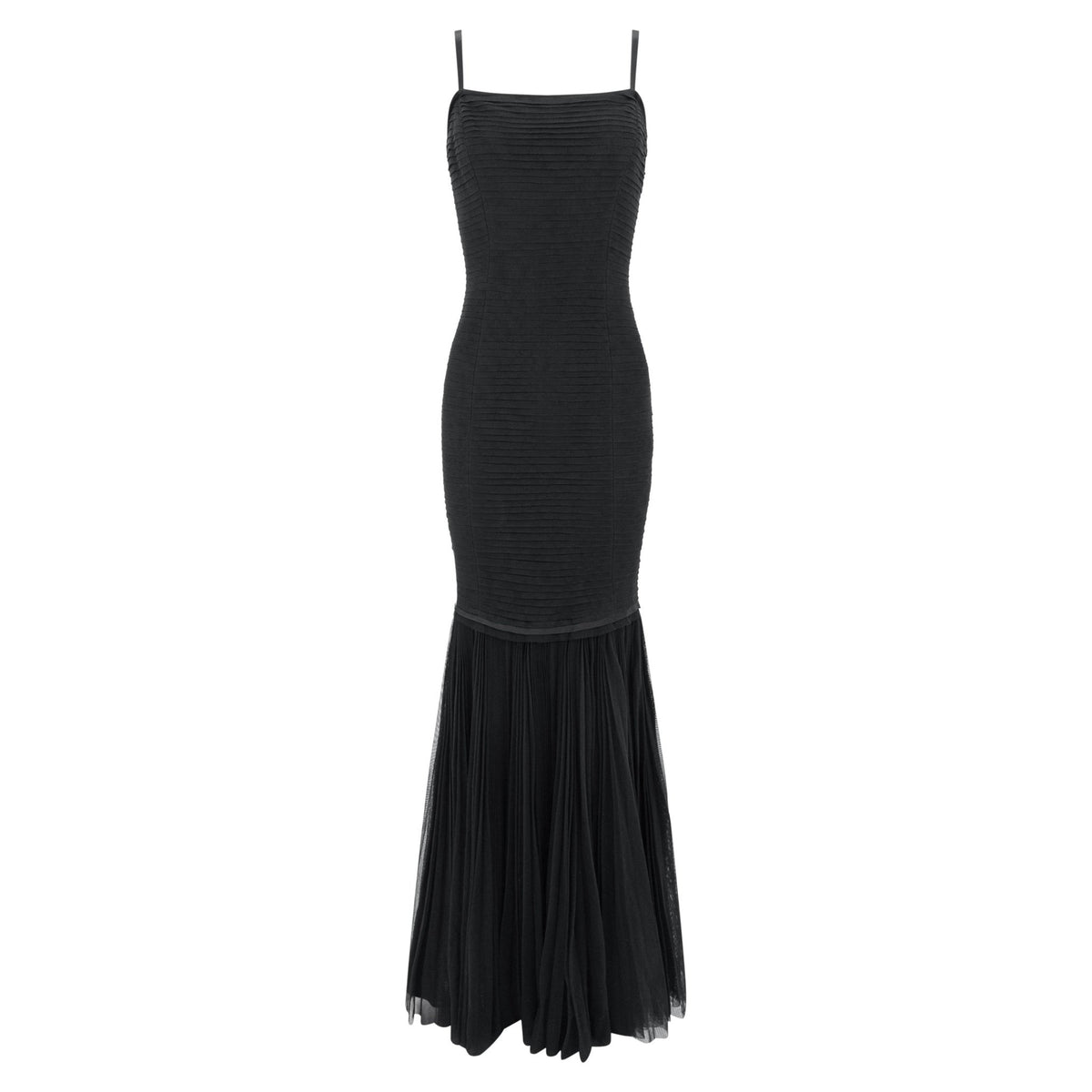 F/W 2005 Ralph Lauren Runway 'Ava' Pleated Black Tulle Trumpet Flared Gown - RealList