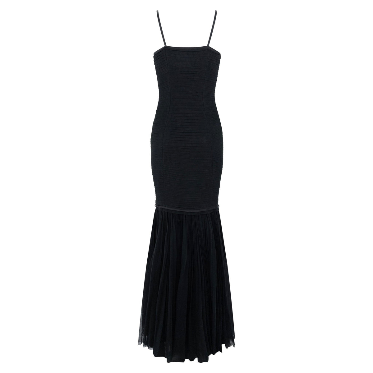 F/W 2005 Ralph Lauren Runway 'Ava' Pleated Black Tulle Trumpet Flared Gown - RealList