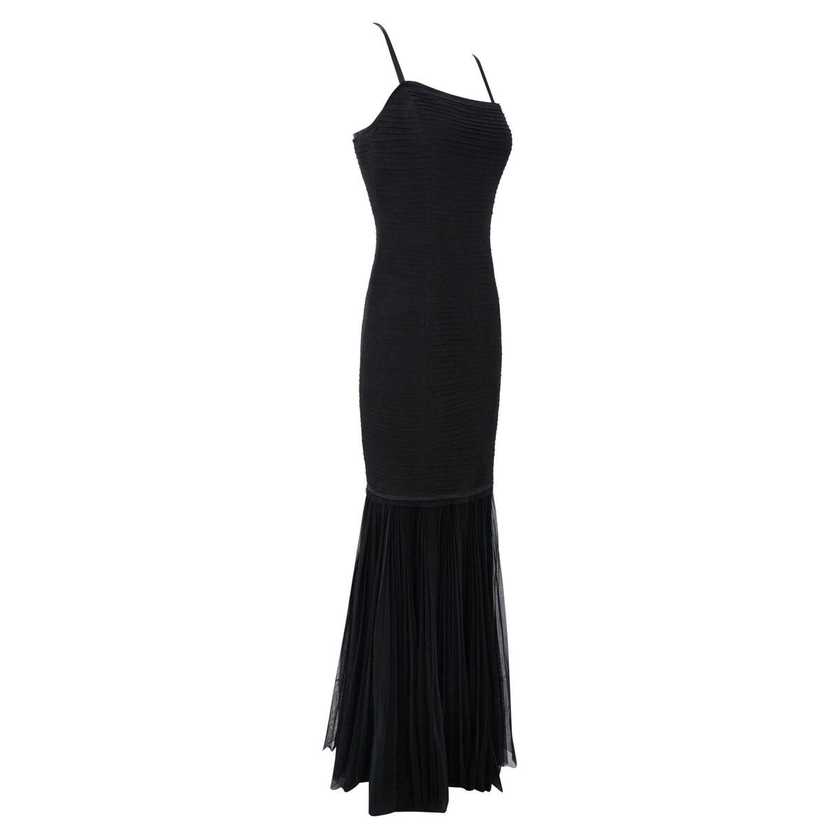 F/W 2005 Ralph Lauren Runway 'Ava' Pleated Black Tulle Trumpet Flared Gown - RealList