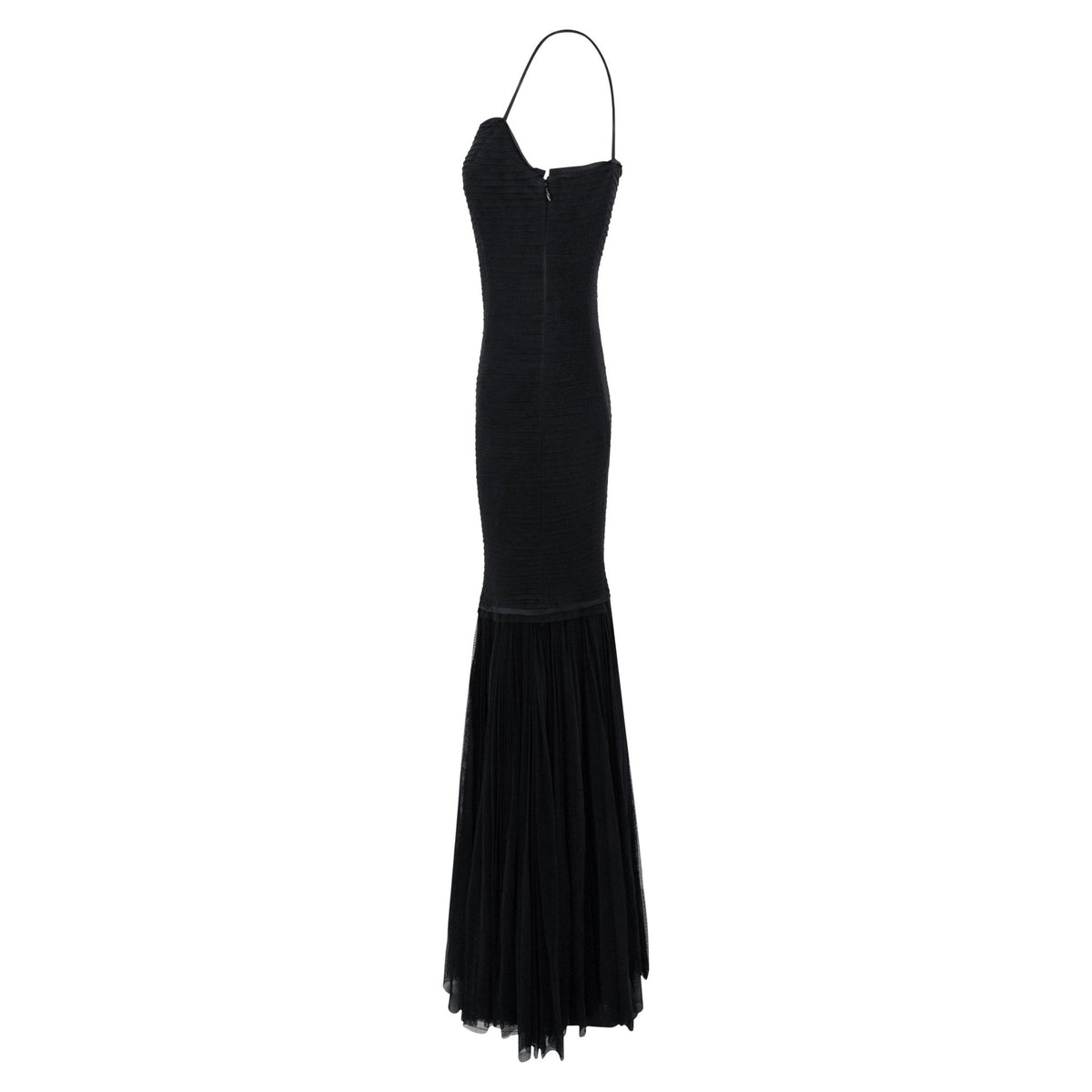 F/W 2005 Ralph Lauren Runway 'Ava' Pleated Black Tulle Trumpet Flared Gown - RealList