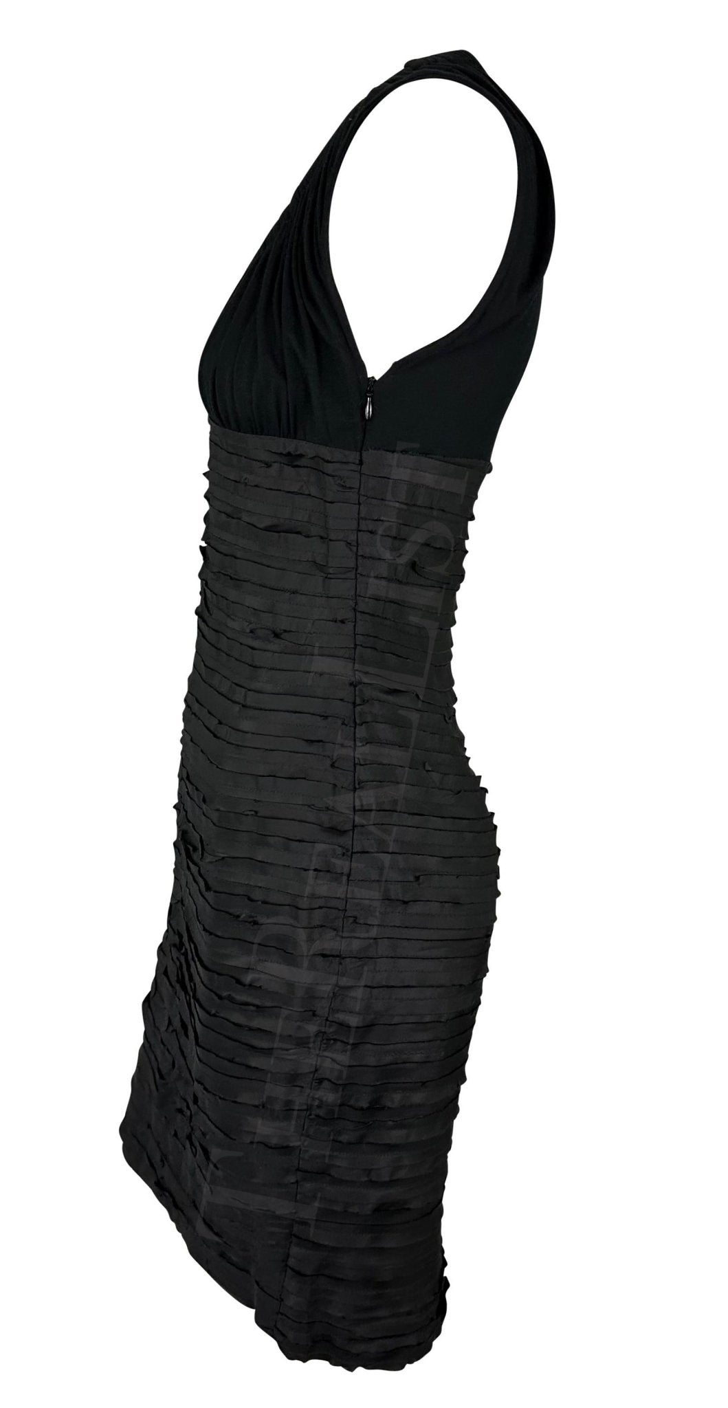 F/W 2005 Versace by Donatella Black Ruched Ribbon Bodycon Sheer Tube Dress - RealList